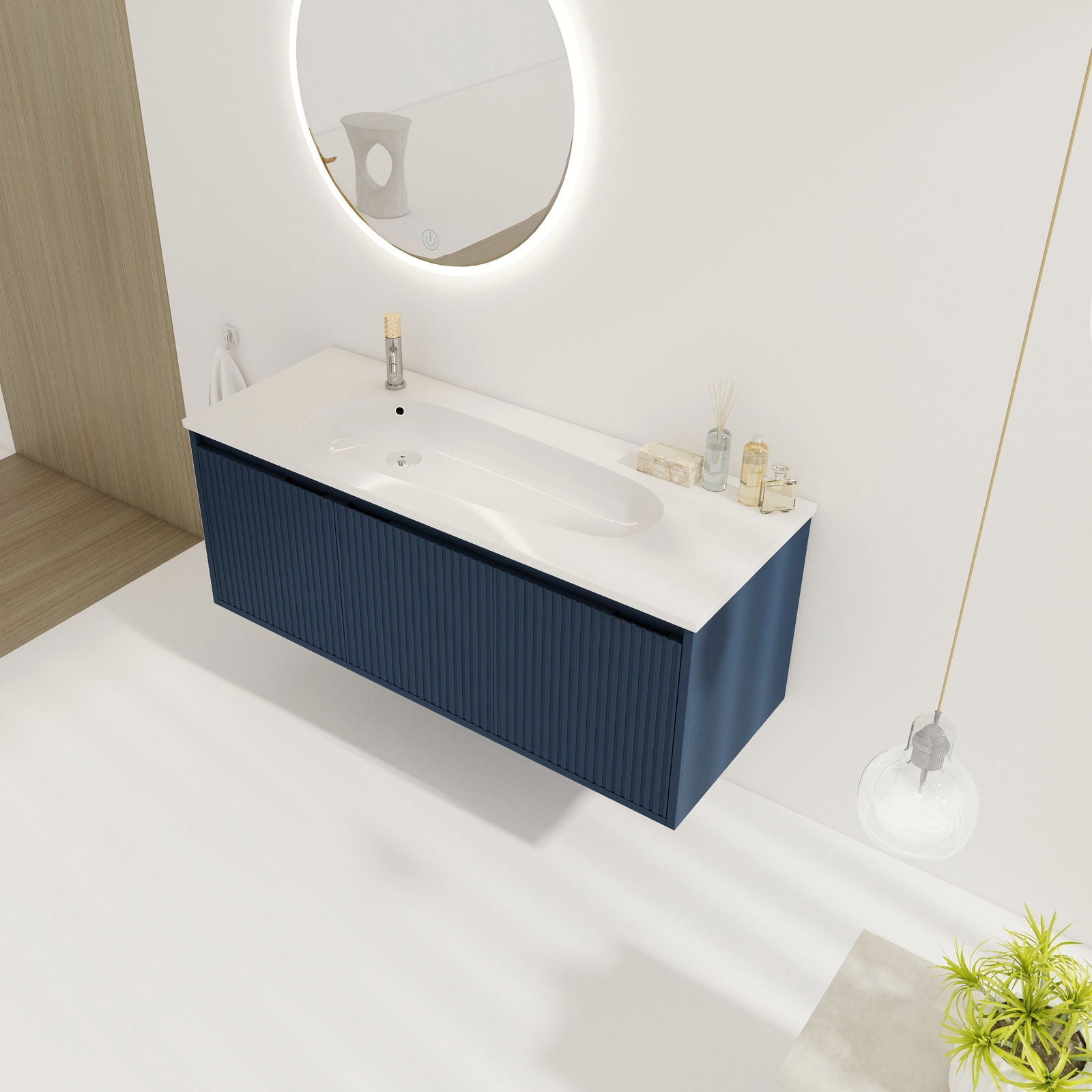 48" Floating Bathroom Vanity with Drop-Shaped Resin Sink himalipasal