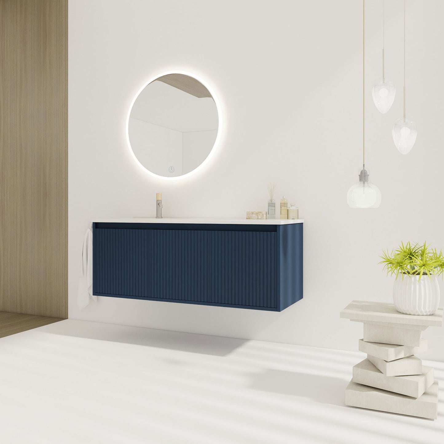 48" Floating Bathroom Vanity with Drop-Shaped Resin Sink himalipasal