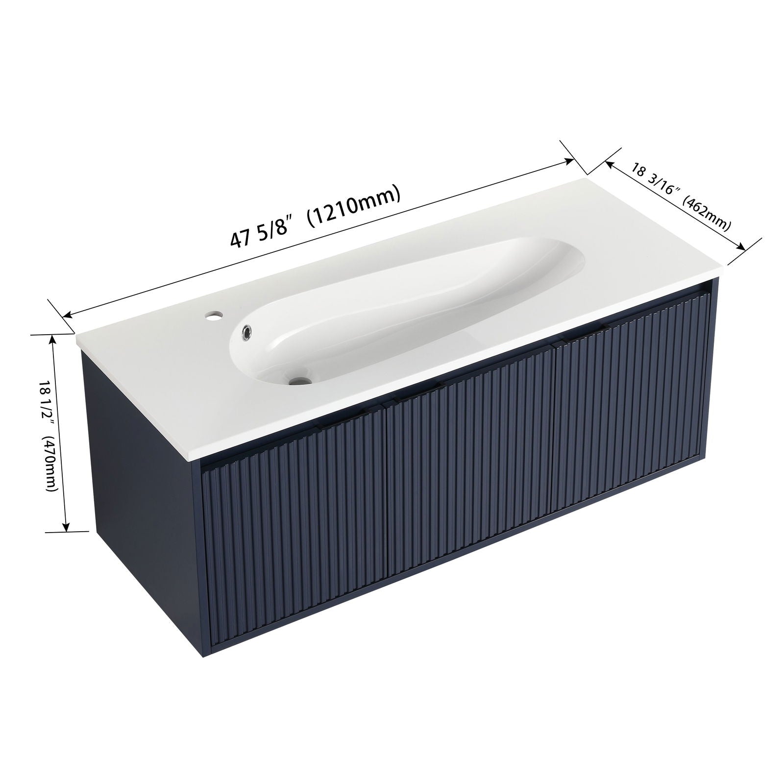 48" Floating Bathroom Vanity with Drop-Shaped Resin Sink himalipasal