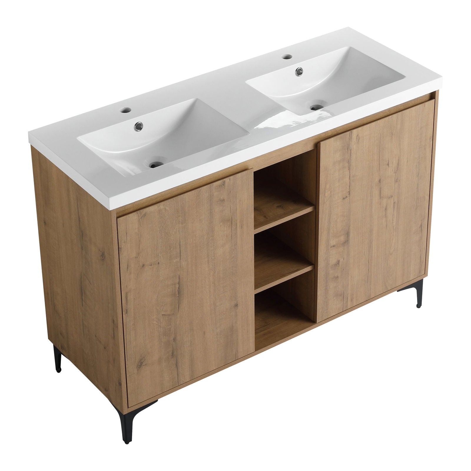 48" Freestanding Bathroom Vanity With Double Sink, Soft Closing Door Hinge (KD-Package)-BVB07148IMOX-GRB4840D himalipasal