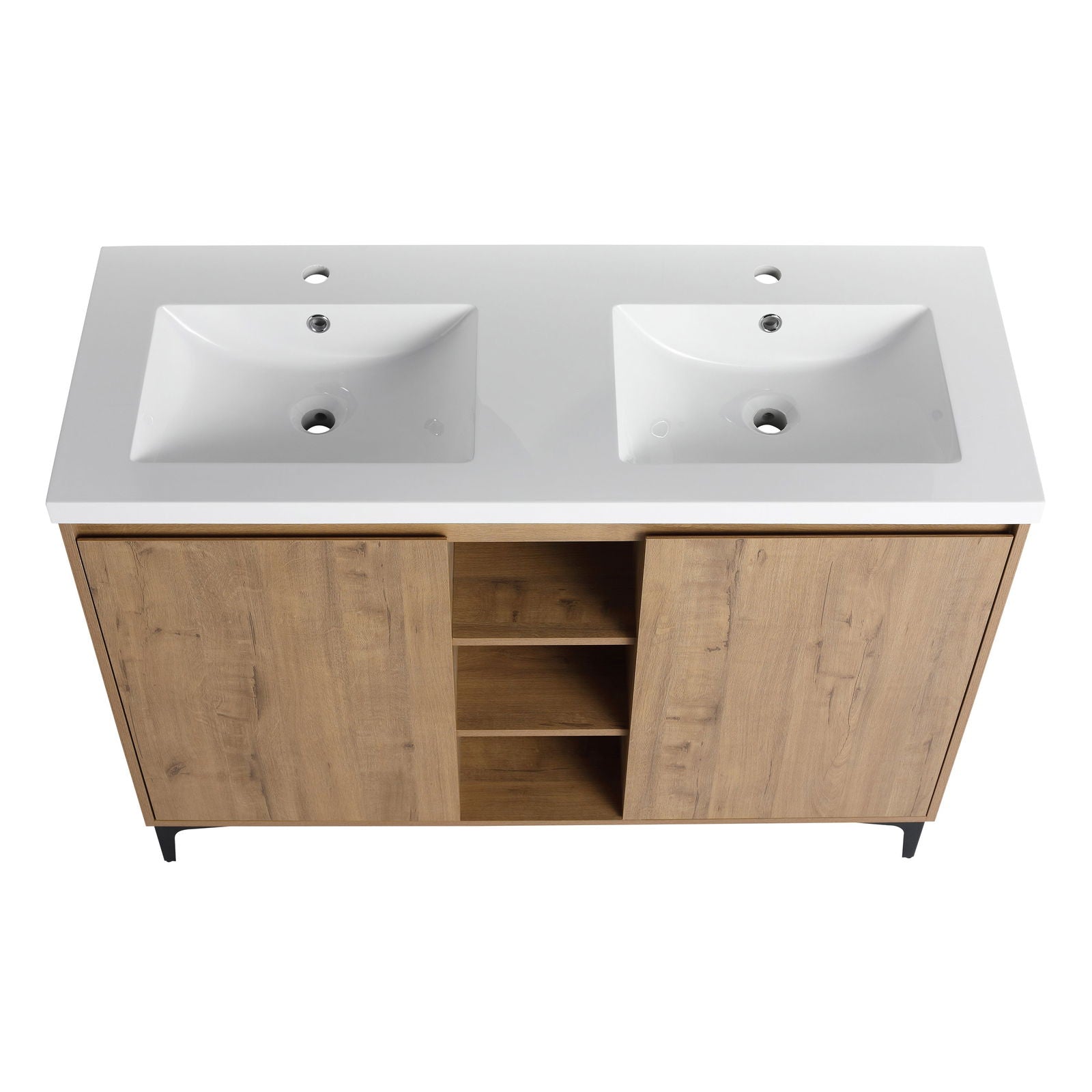 48" Freestanding Bathroom Vanity With Double Sink, Soft Closing Door Hinge (KD-Package)-BVB07148IMOX-GRB4840D himalipasal