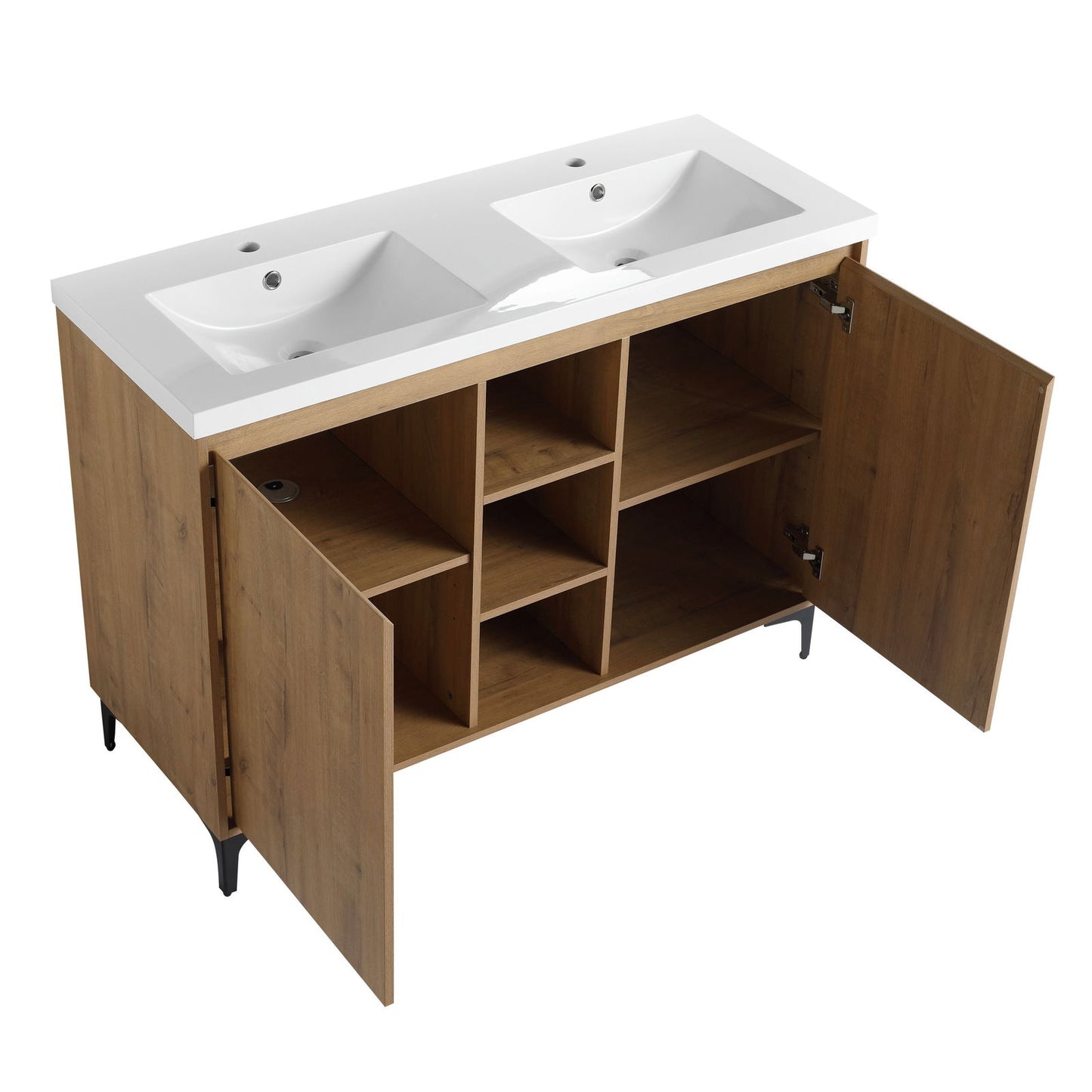 48" Freestanding Bathroom Vanity With Double Sink, Soft Closing Door Hinge (KD-Package)-BVB07148IMOX-GRB4840D himalipasal