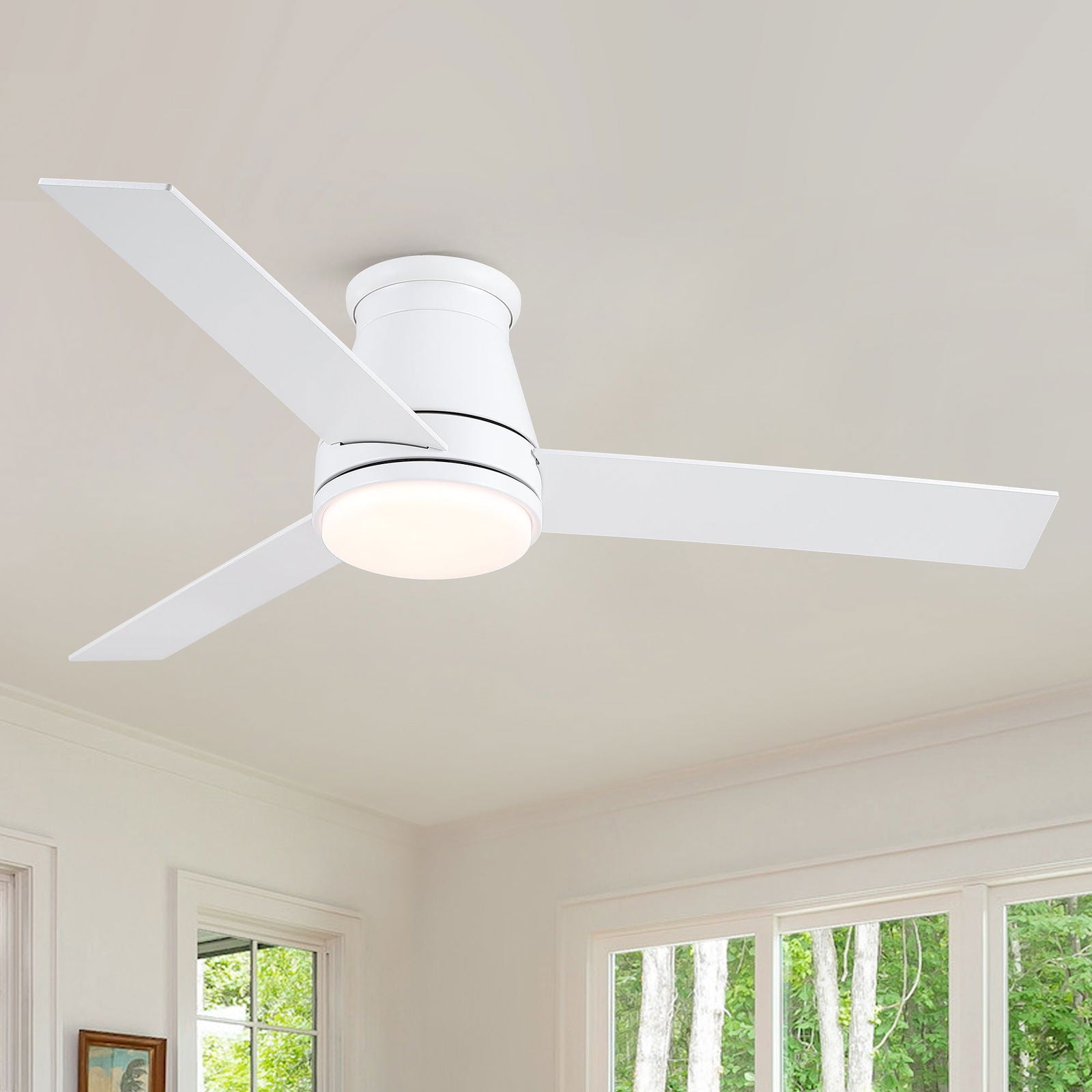 48" White Blades Lowe Profile Ceiling Fans with Light himalipasal