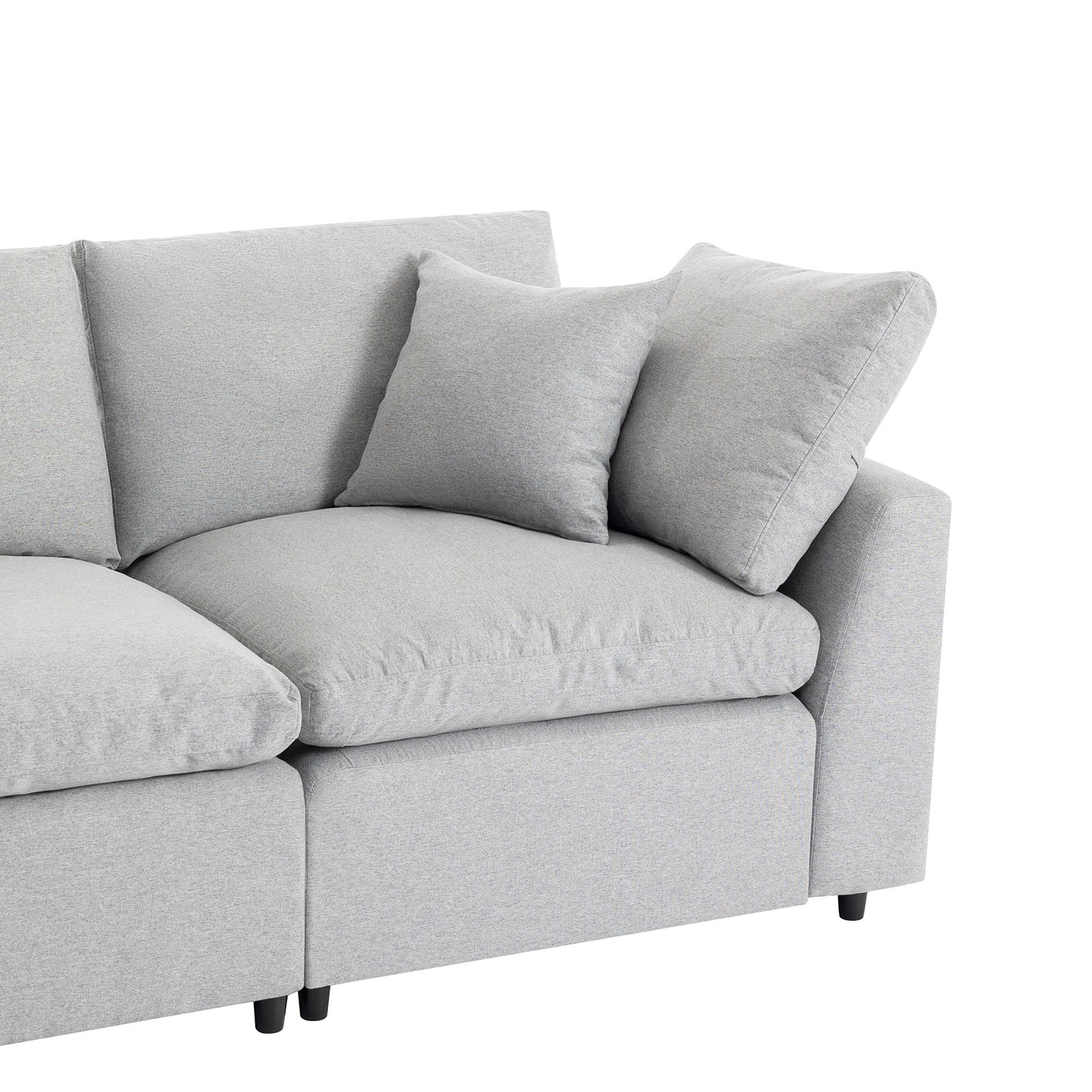 [ Video Provided]U_STYLE Down Filled Upholstery Convertible Sectional Sofa, L Shaped Couch with Reversible Chaise