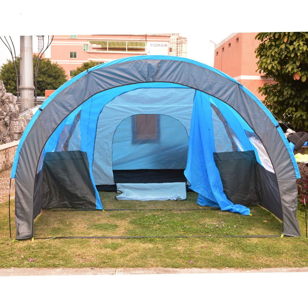 5-8 People Large Camping Tent Waterproof Canvas Fiberglass Family Tunnel 10 Person Tents equipment outdoor mountaineering Party himalipasal