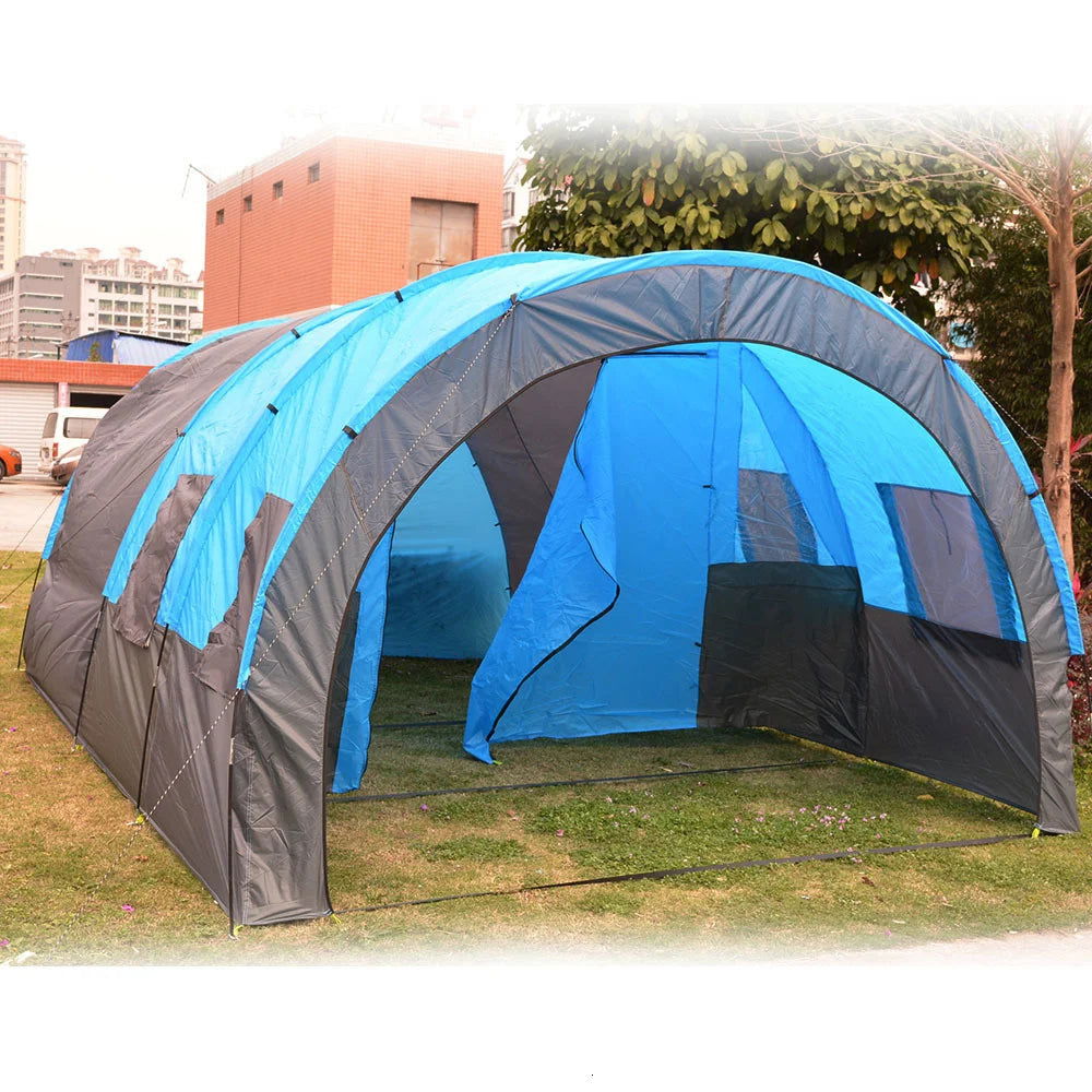 5-8 People Large Camping Tent Waterproof Canvas Fiberglass Family Tunnel 10 Person Tents equipment outdoor mountaineering Party himalipasal