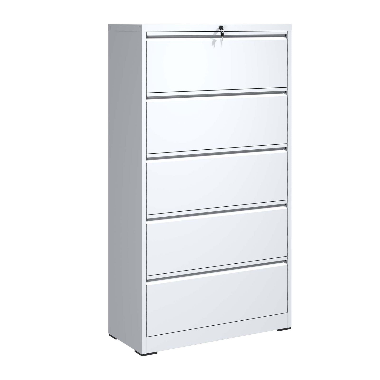 5 Drawer Metal Lateral File Cabinet , White Filing Cabinet with Lock, Lockable File Cabinet for Home Office, Locking Metal File Cabinet for Legal/Letter/A4/F4 Size himalipasal