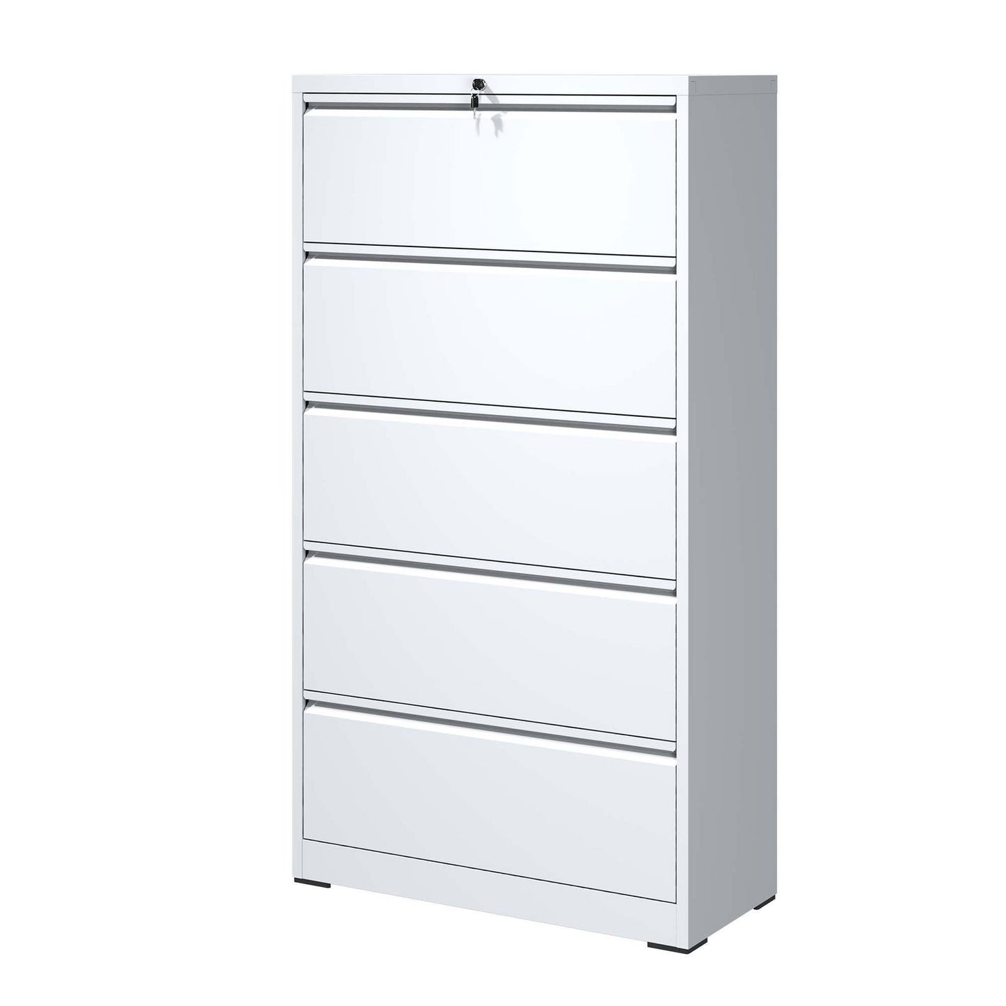 5 Drawer Metal Lateral File Cabinet , White Filing Cabinet with Lock, Lockable File Cabinet for Home Office, Locking Metal File Cabinet for Legal/Letter/A4/F4 Size himalipasal