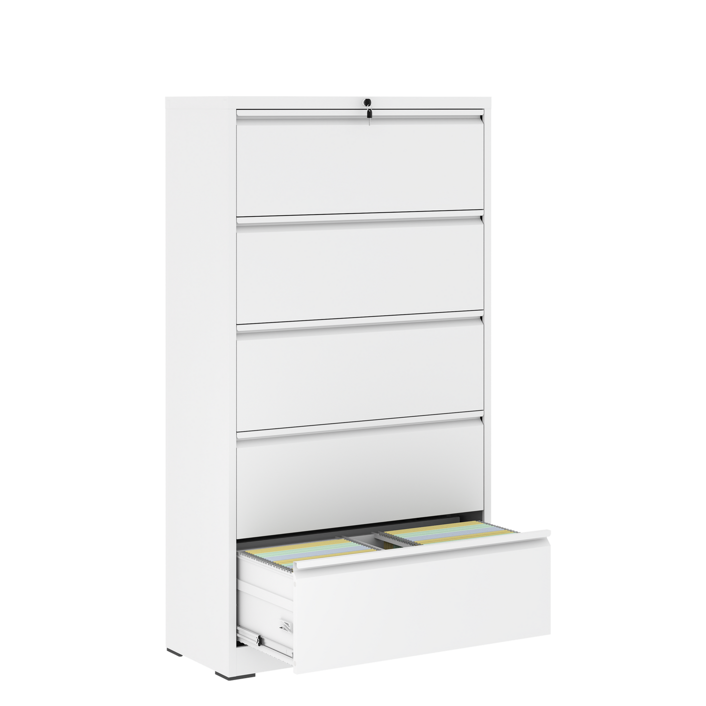 5 Drawer Metal Lateral File Cabinet , White Filing Cabinet with Lock, Lockable File Cabinet for Home Office, Locking Metal File Cabinet for Legal/Letter/A4/F4 Size himalipasal