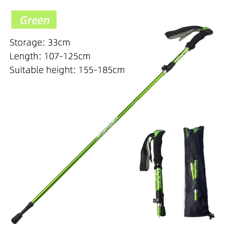 5 Section Outdoor Fold Trekking Pole Camping Portable Walking Hiking Stick For Nordic Elderly Telescopic Easy Put Into Bag 1 PCS himalipasal