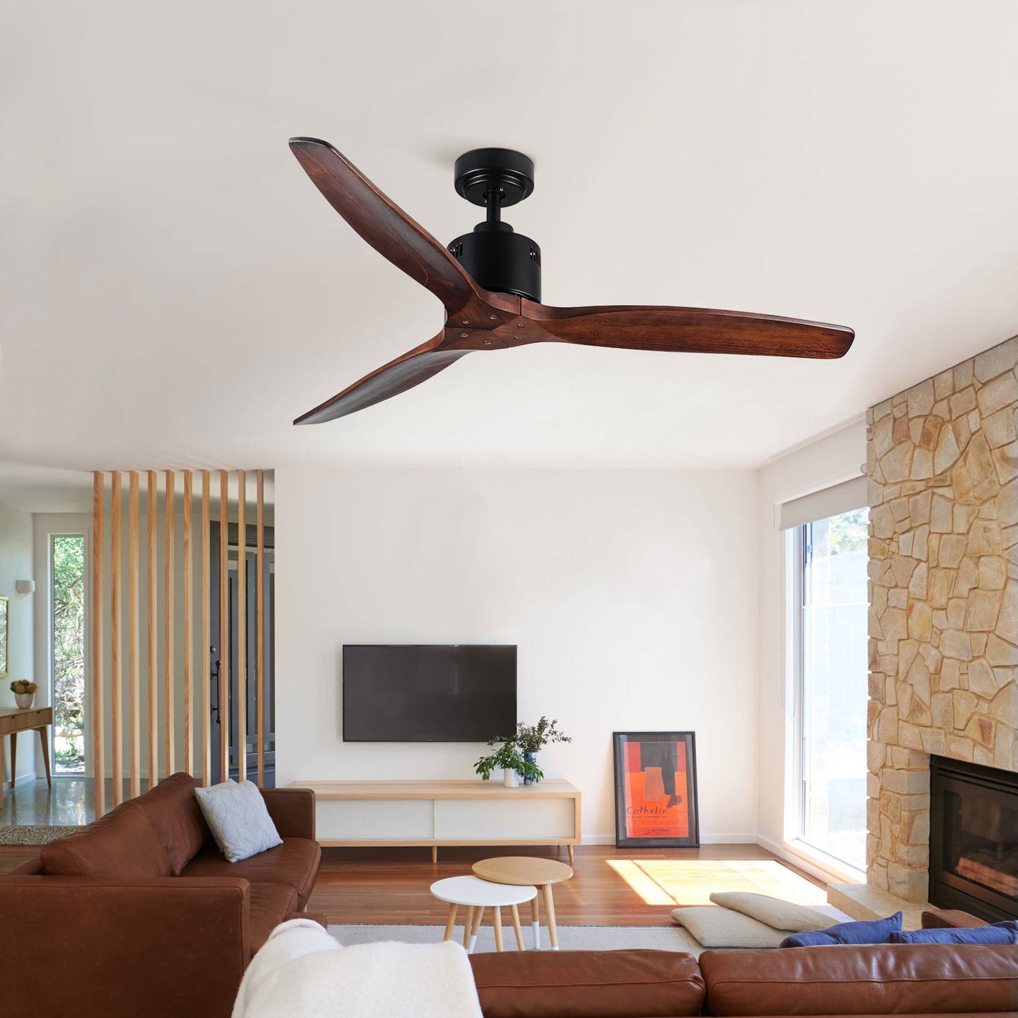 52 Antique Brown Ceiling Fan without Light with Remote Control himalipasal