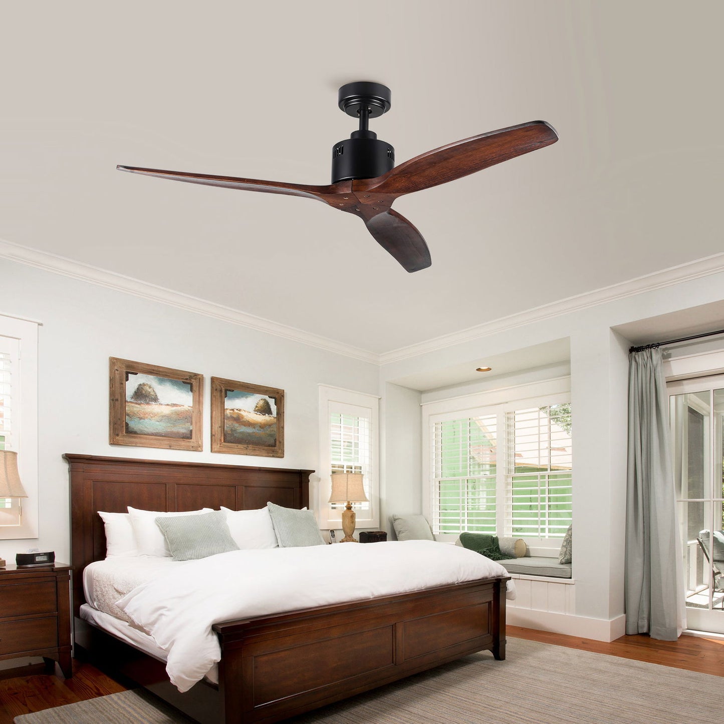 52 Antique Brown Ceiling Fan without Light with Remote Control himalipasal