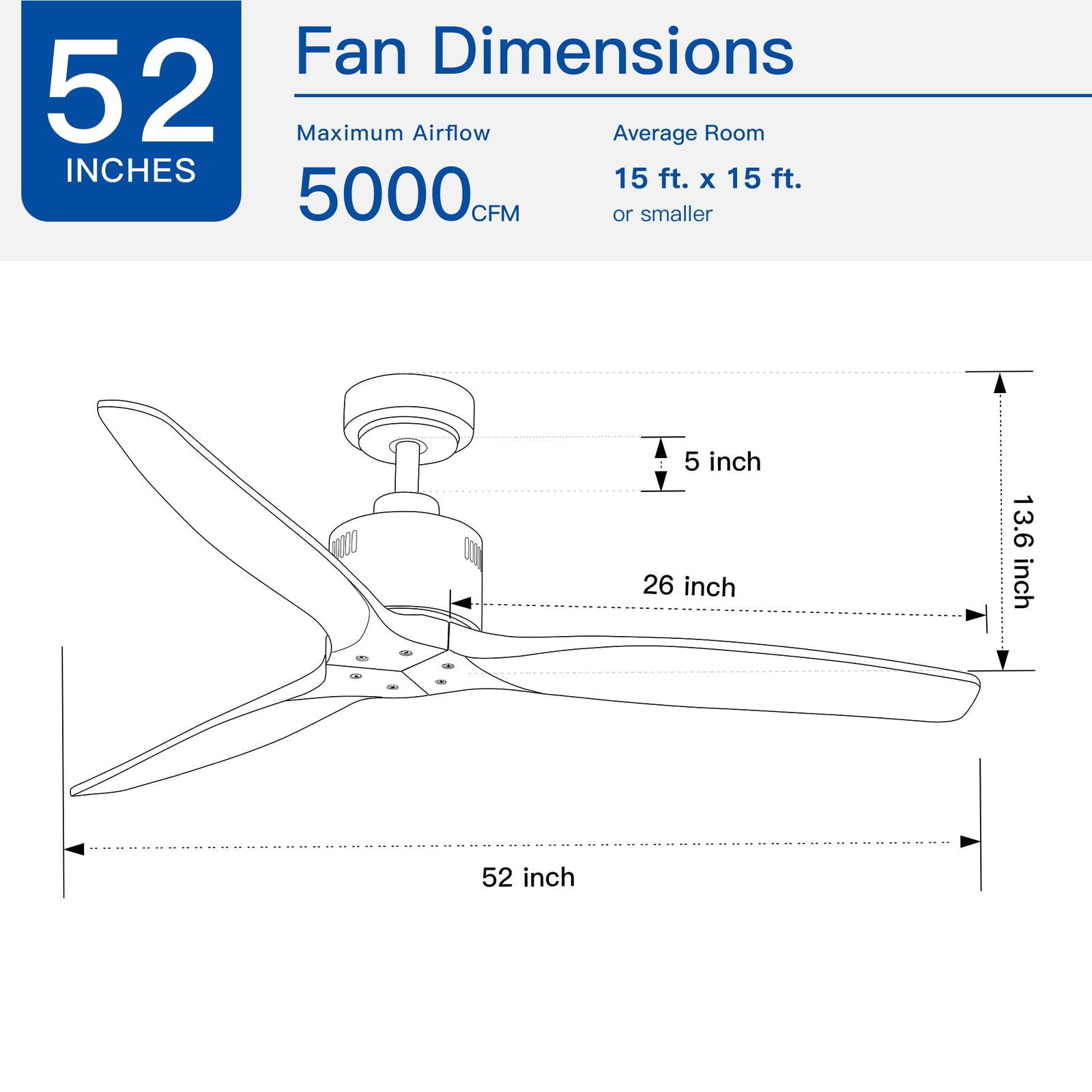 52 Antique Brown Ceiling Fan without Light with Remote Control himalipasal