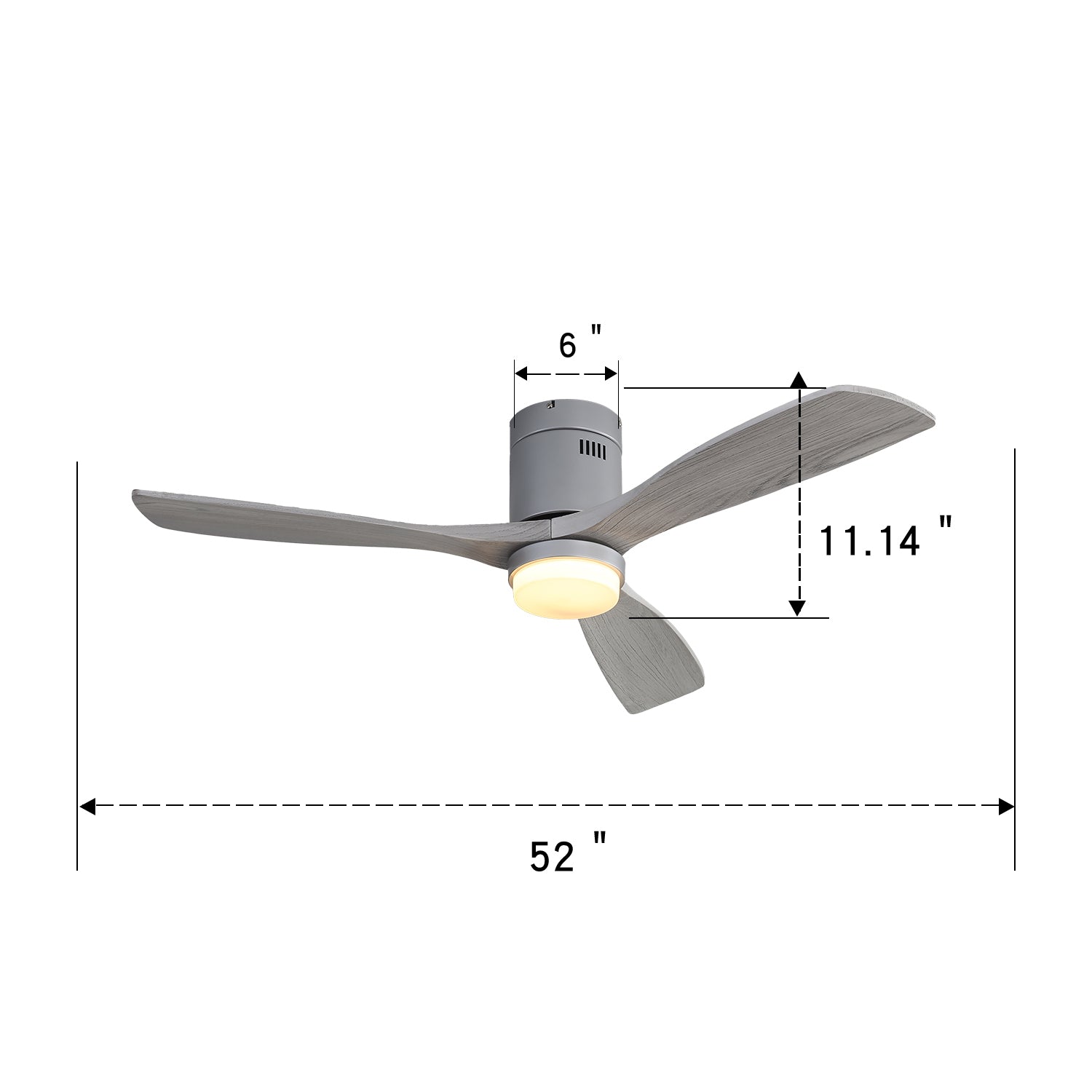 52 Inch Ceiling Fan With Lights 3 Solid Wood Fan Blade Noiseless Reversible Motor Remote Control With Light himalipasal