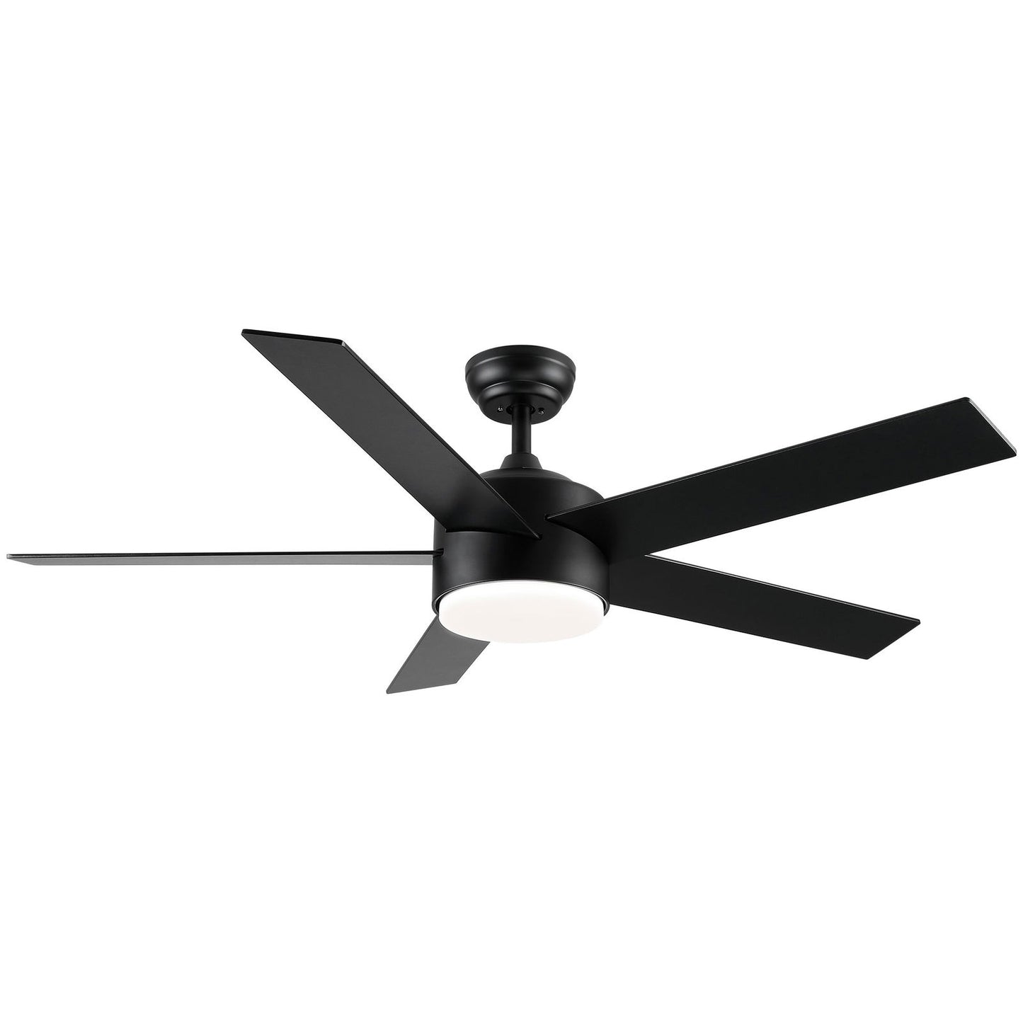 52" Integrated LED Light Matte Black Blade Ceiling Fan with Remote Control himalipasal