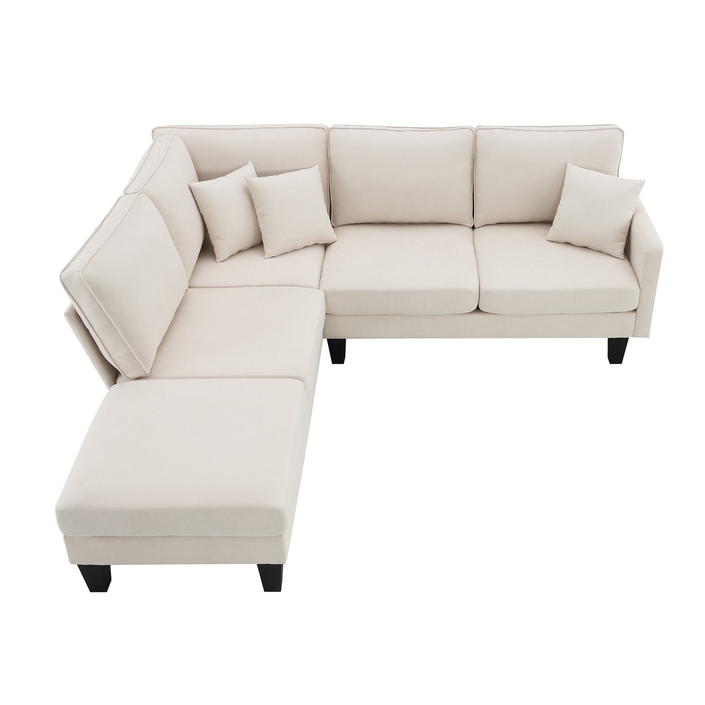 [VIDEO provided][New]90*88" Terrycloth Modern Sectional Sofa,5-Seat Practical Couch Set with Chaise Lounge,L-Shape minimalist Indoor Furniture with 3 Pillows for Living Room,Apartment,Office, 3 Colors