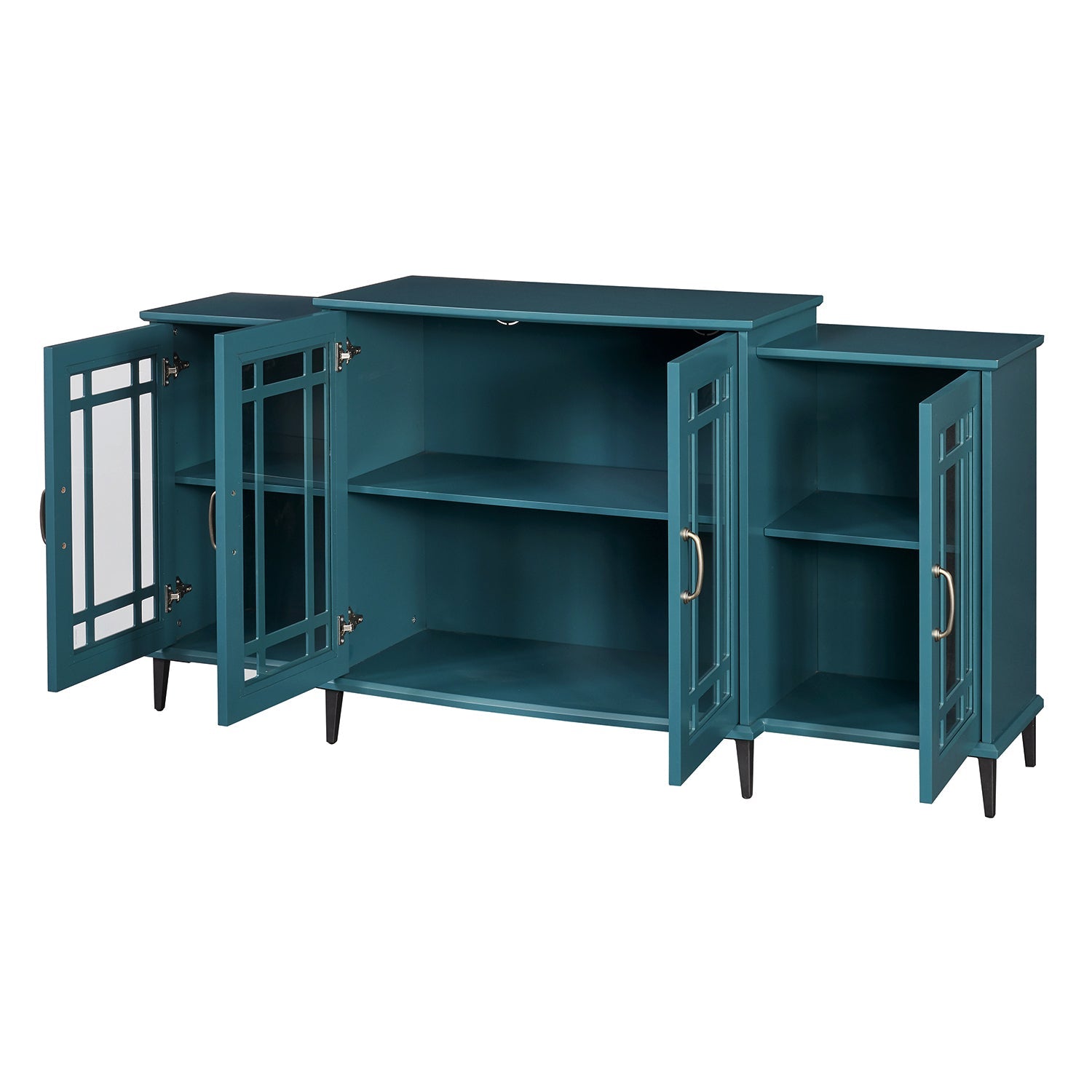 62" TV Stand, Buffet Sideboard Cabinet, Teal Blue himalipasal