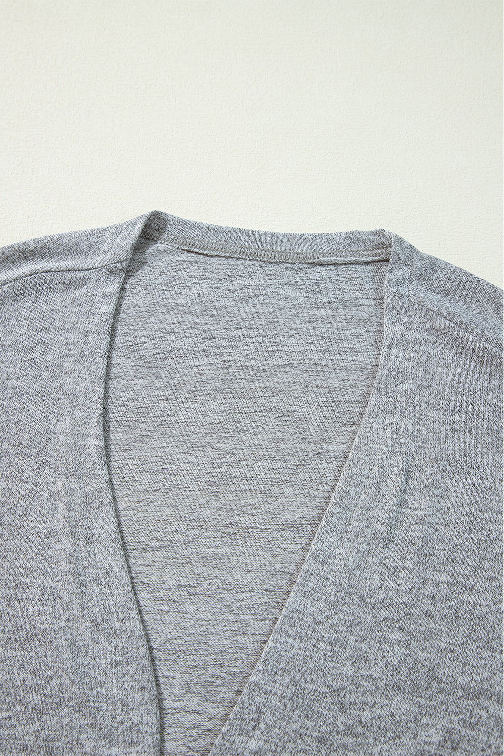 Grey Solid Color Open Front Lightweight Cardigan