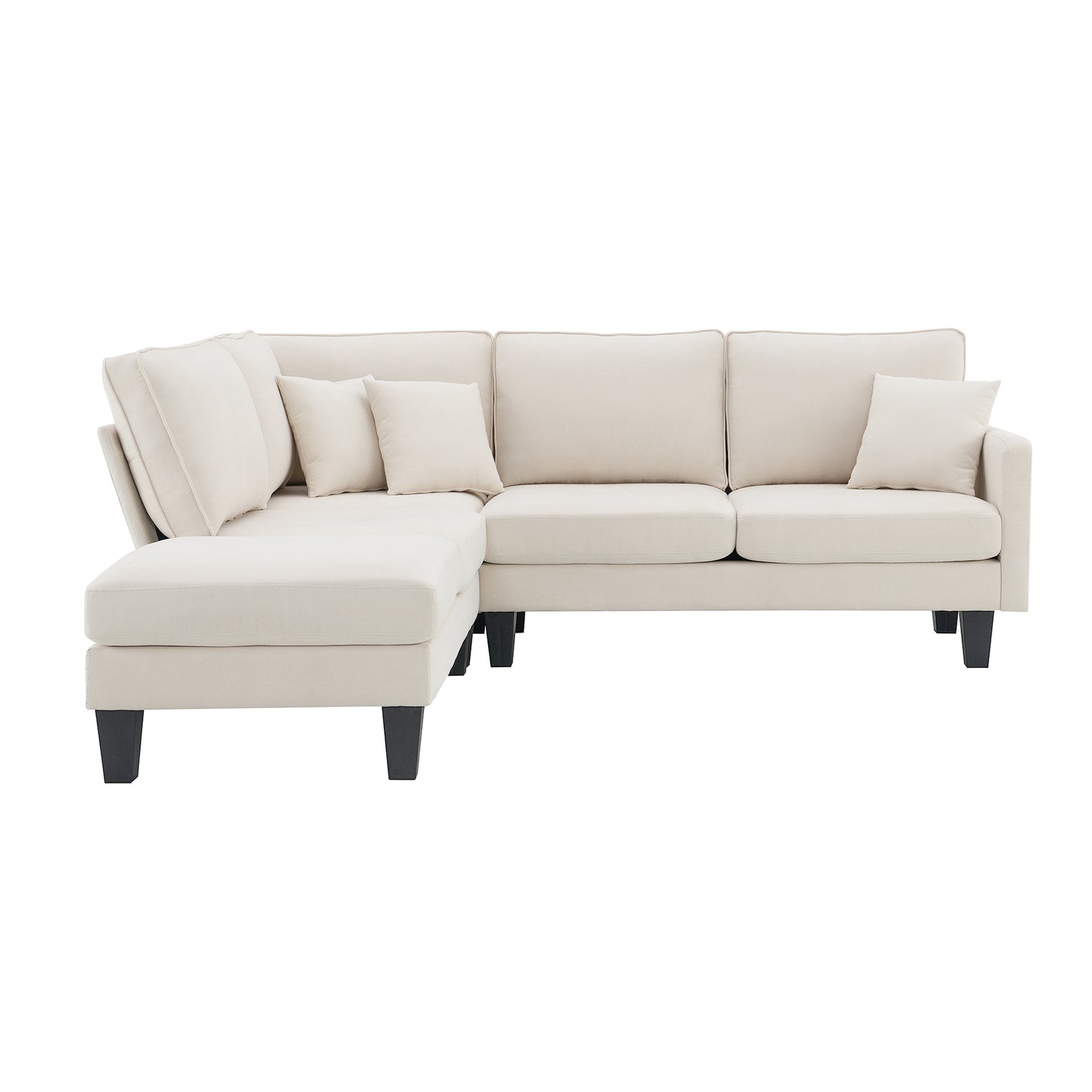 [VIDEO provided][New]90*88" Terrycloth Modern Sectional Sofa,5-Seat Practical Couch Set with Chaise Lounge,L-Shape minimalist Indoor Furniture with 3 Pillows for Living Room,Apartment,Office, 3 Colors