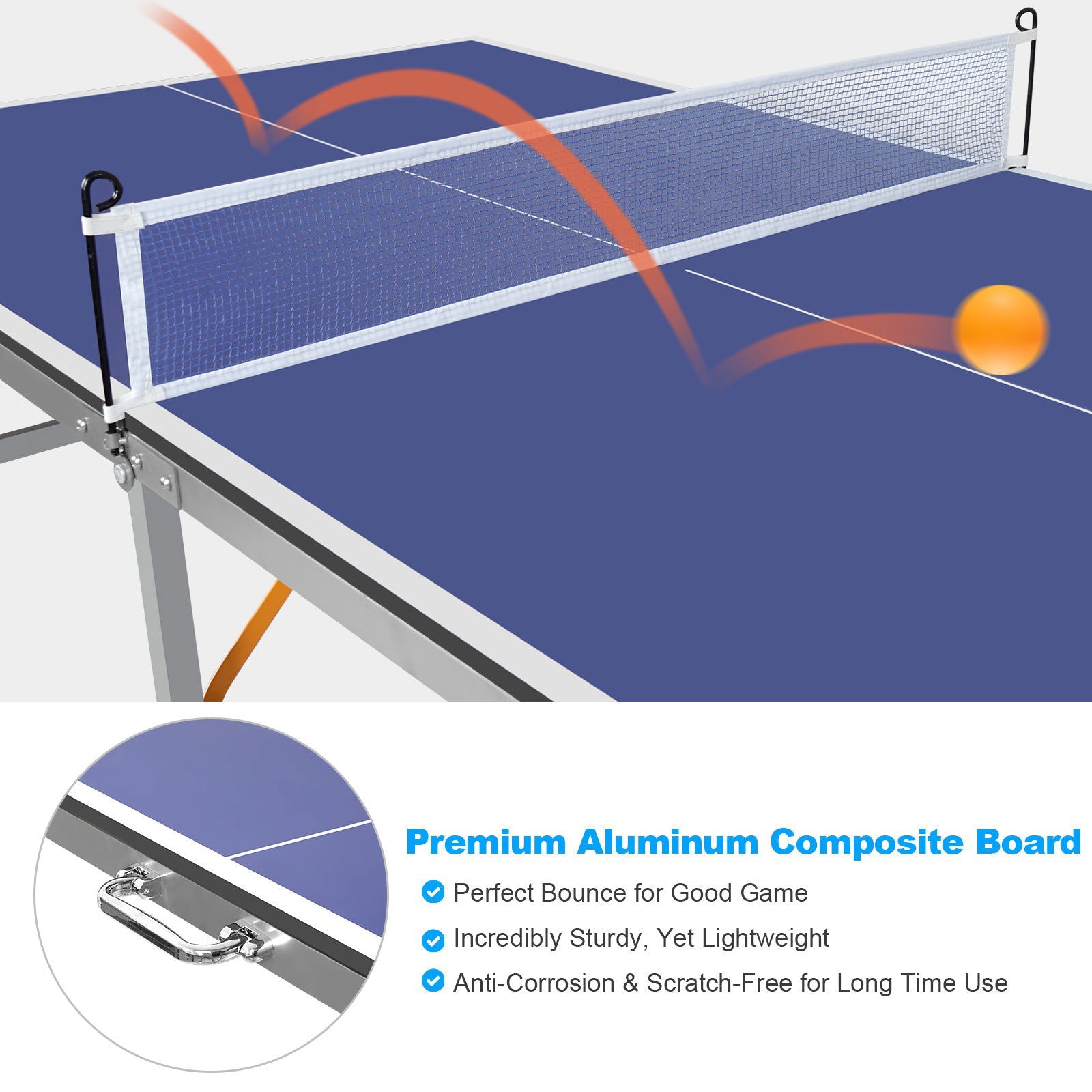 6ft Mid-Size Table Tennis Table Foldable & Portable Ping Pong Table Set for Indoor & Outdoor Games with Net, 2 Table Tennis Paddles and 3 Balls himalipasal