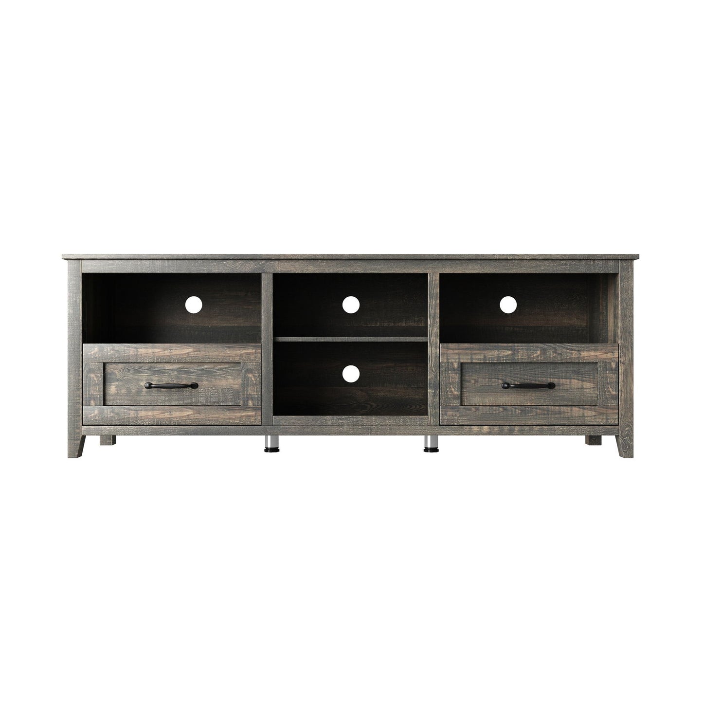 70 Inch Length TV Stand for Living Room and Bedroom, with 2 Drawers and 4 High-Capacity Storage Compartment, Black Pine himalipasal