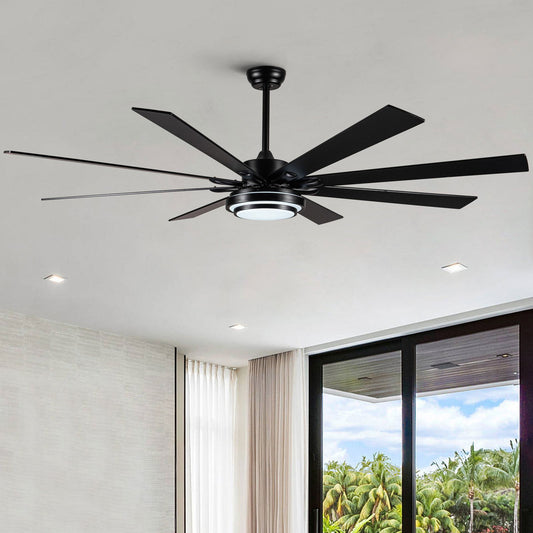 72" Integrated LED Matte Black Large Smart Ceiling Fan with Remote Control himalipasal