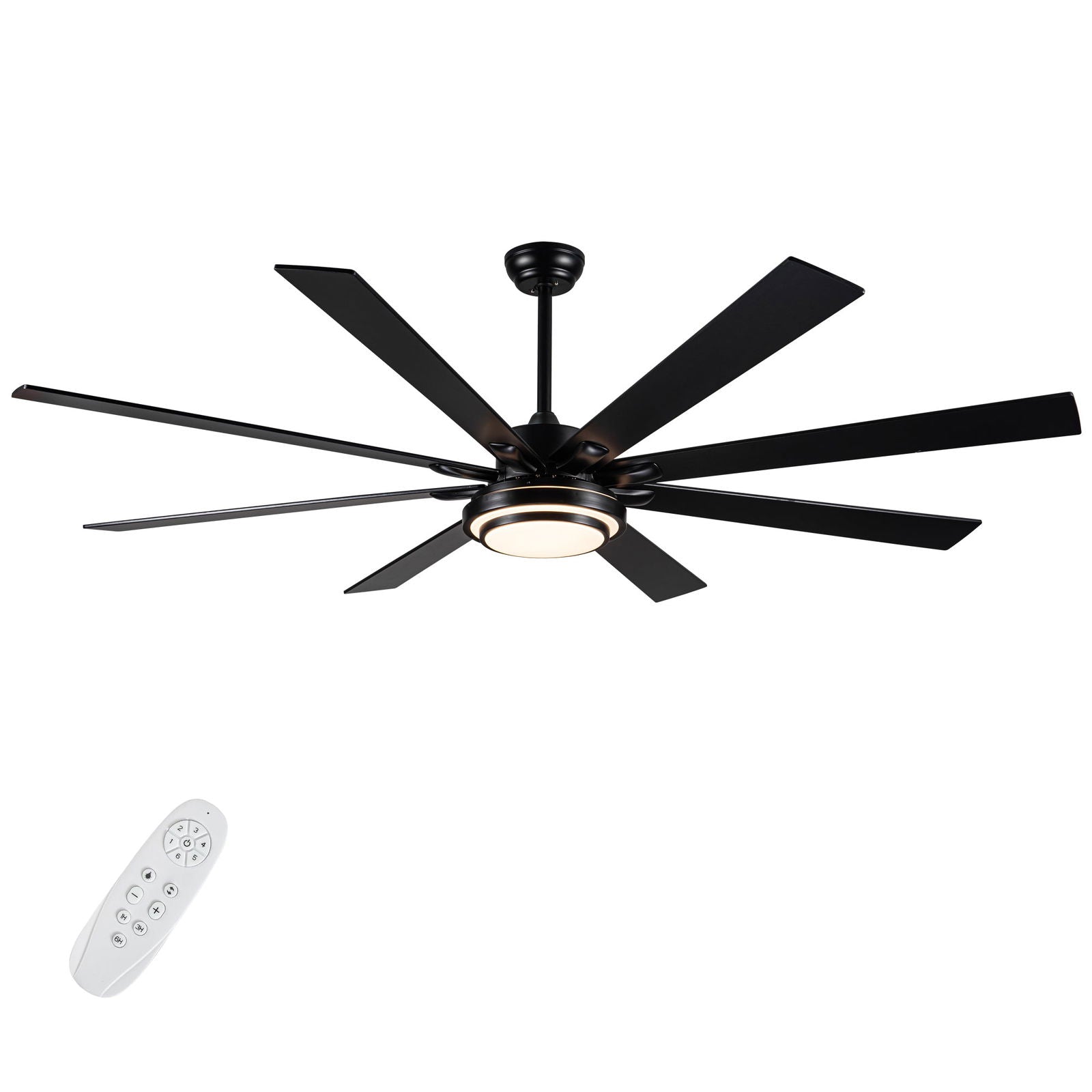 72" Integrated LED Matte Black Large Smart Ceiling Fan with Remote Control himalipasal