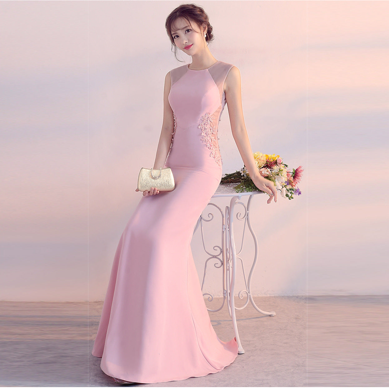 Evening Dress Women Cocktail Host Slim Fit Elegant Five Colors Party Dress Maxi Dress