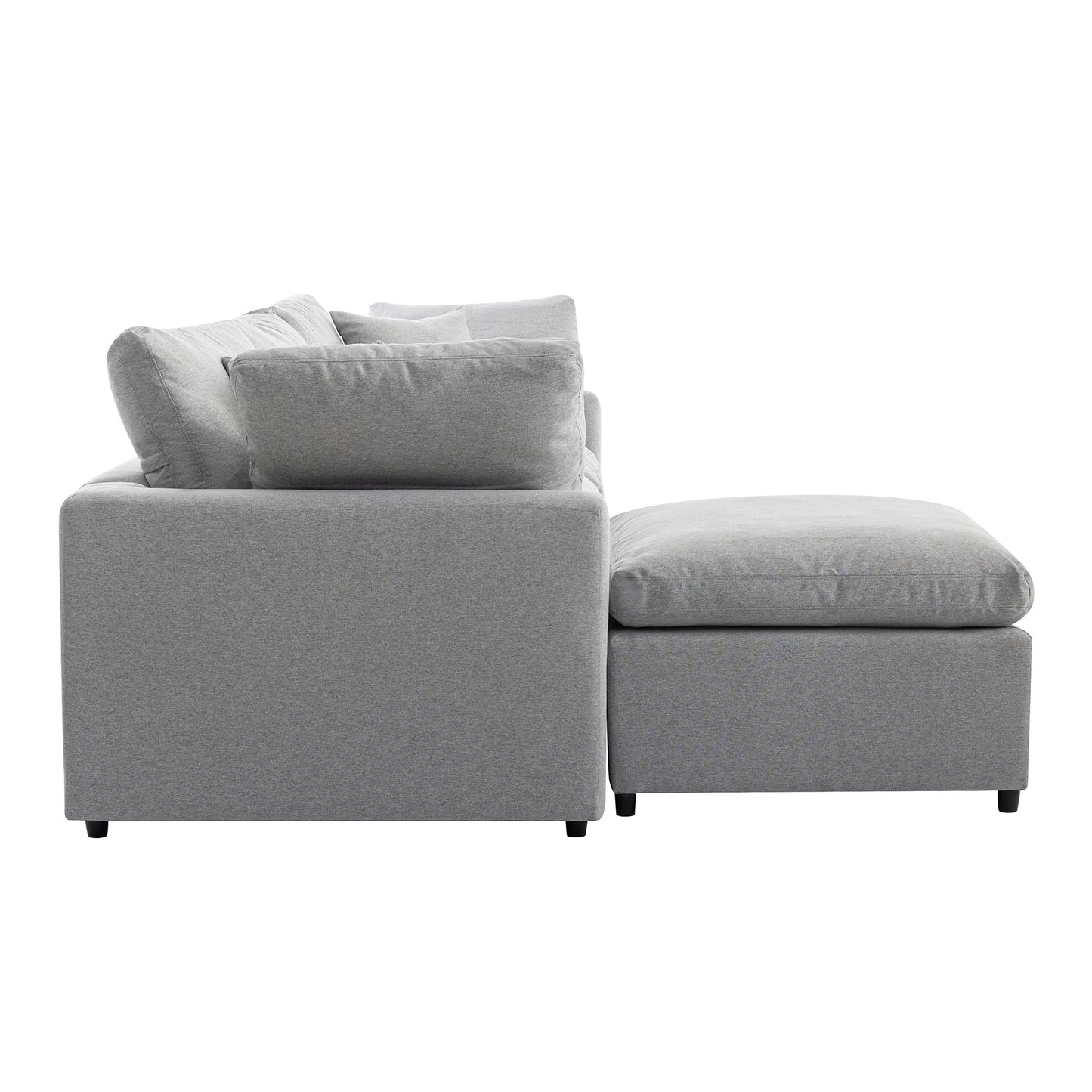 [ Video Provided]U_STYLE Down Filled Upholstery Convertible Sectional Sofa, L Shaped Couch with Reversible Chaise