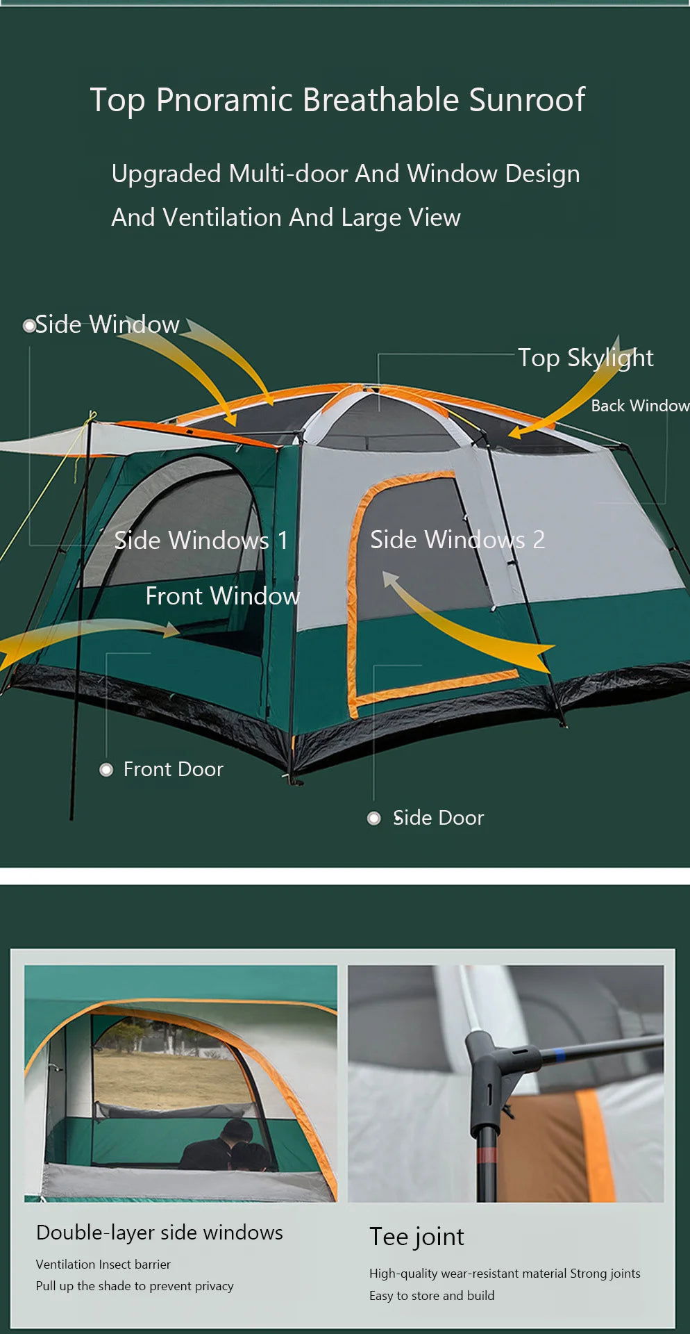 8-10 People Large Camping Tent Waterproof Two Rooms And One Bathroom Large Size Travel Tent Family Outdoor Camping Tent himalipasal