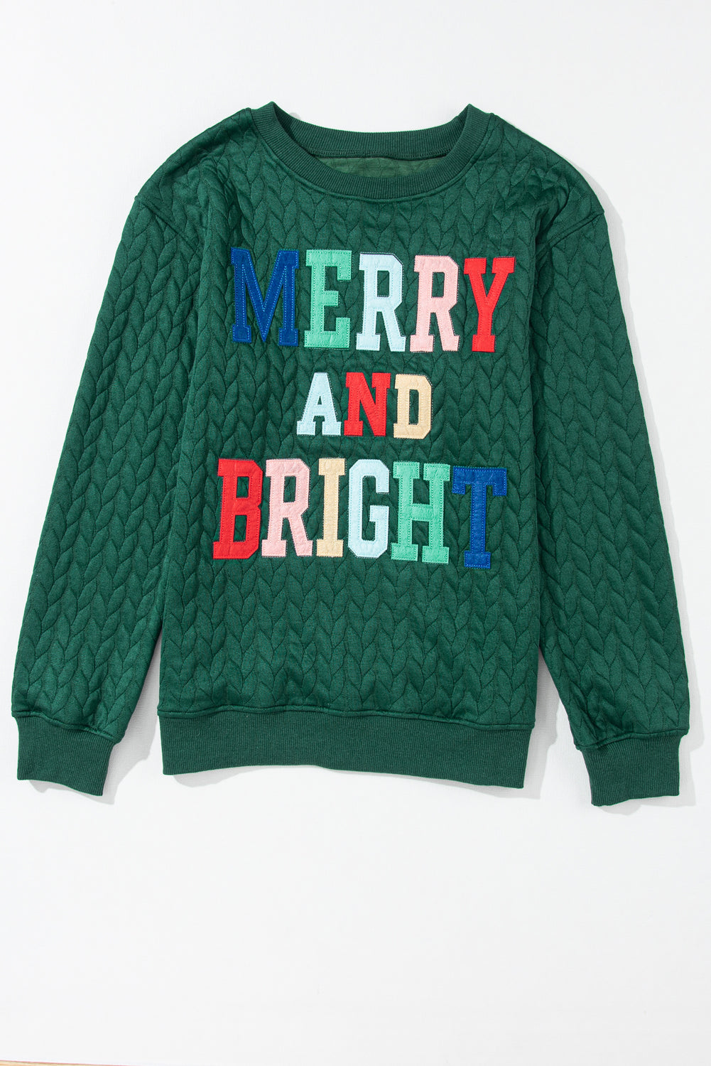 Blackish Green Merry And Bright Quilted Sweatshirt