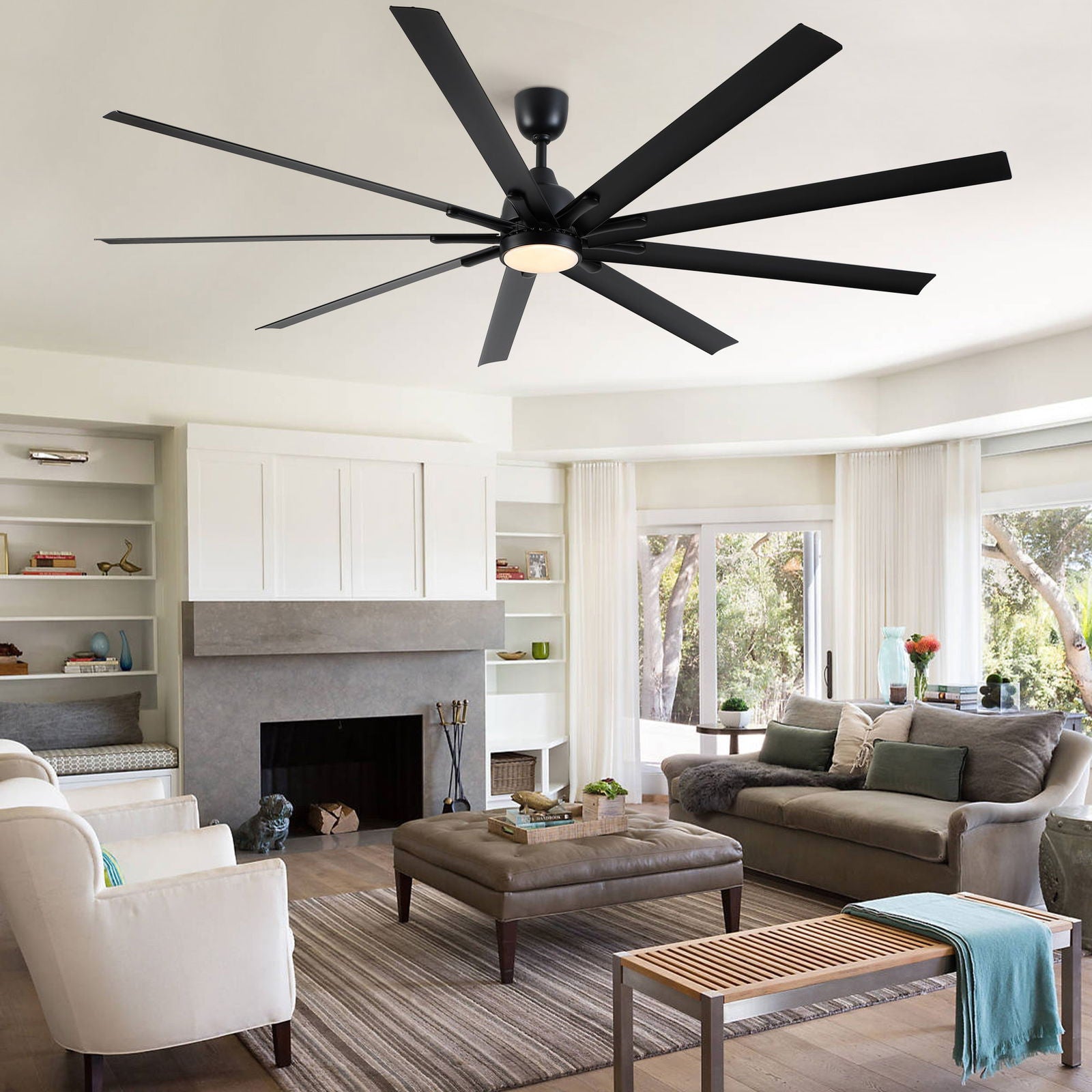 84 In Super Large Black Ceiling Fan with Remote Control himalipasal