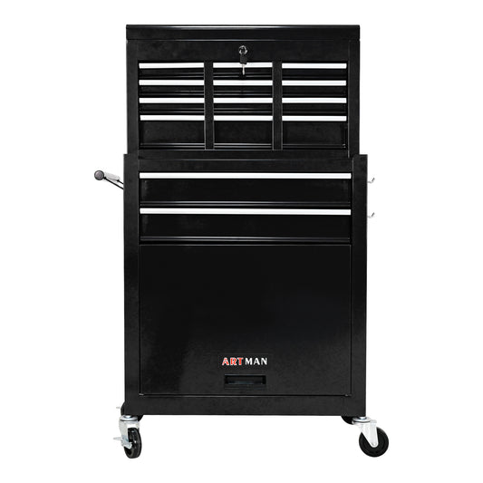 High Capacity Rolling Tool Chest with Wheels and Drawers, 8-Drawer Tool Storage Cabinet - Black