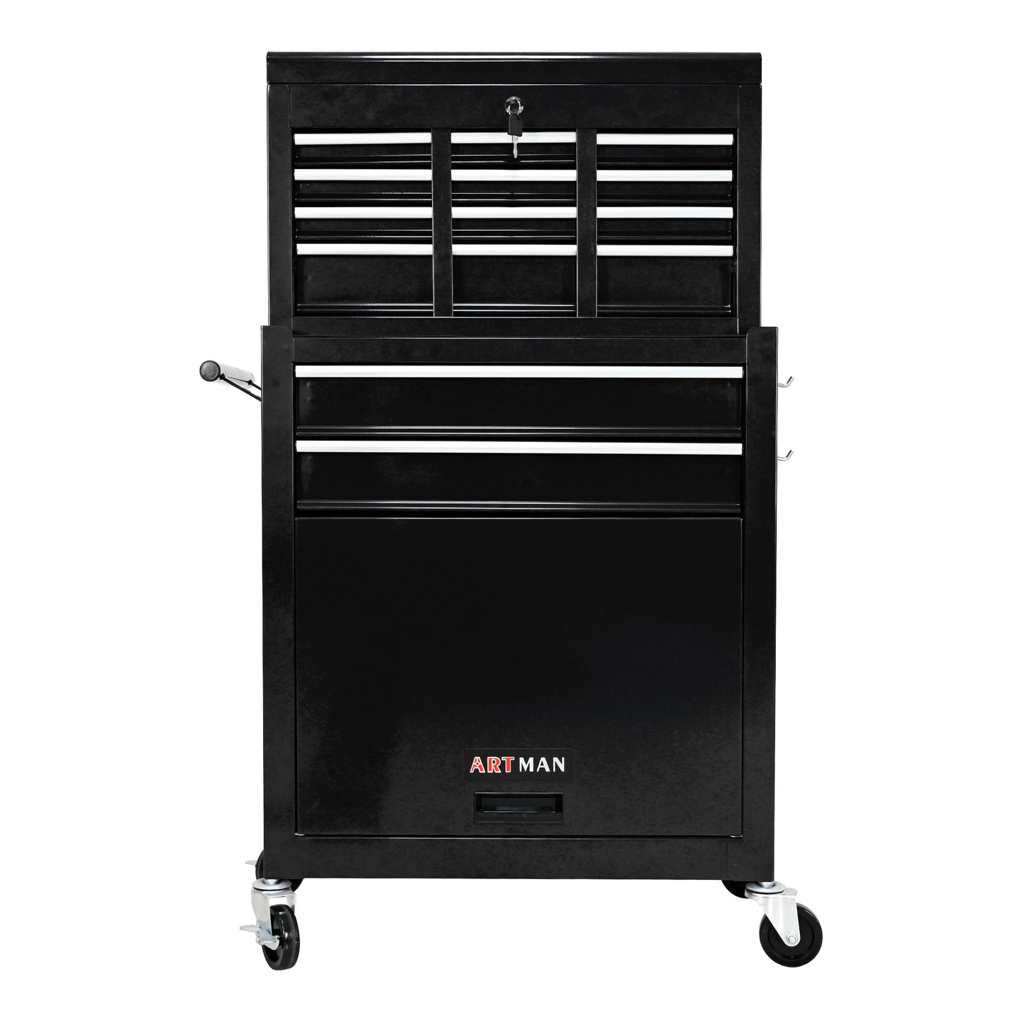 High Capacity Rolling Tool Chest with Wheels and Drawers, 8-Drawer Tool Storage Cabinet - Black