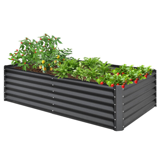 8x4x1.5 ft Galvanized Raised Garden Bed, Outdoor Planter Garden Boxes Large Metal Planter Box for Gardening Vegetables Fruits Flowers,Gray himalipasal