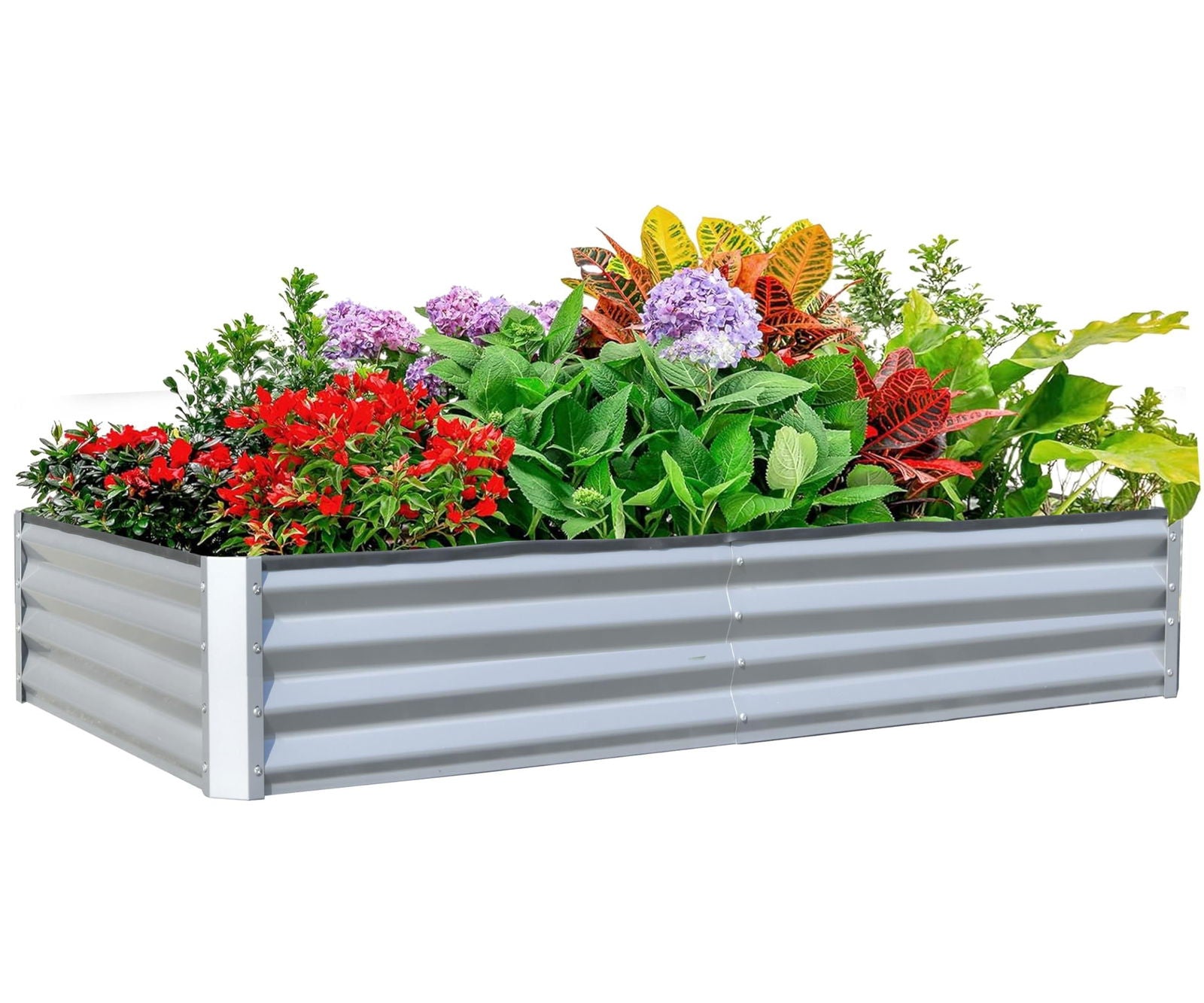 8x4x1 ft Galvanized Raised Garden Bed, Outdoor Planter Garden Boxes Large Metal Planter Box for Gardening Vegetables Fruits Flowers, Silver himalipasal