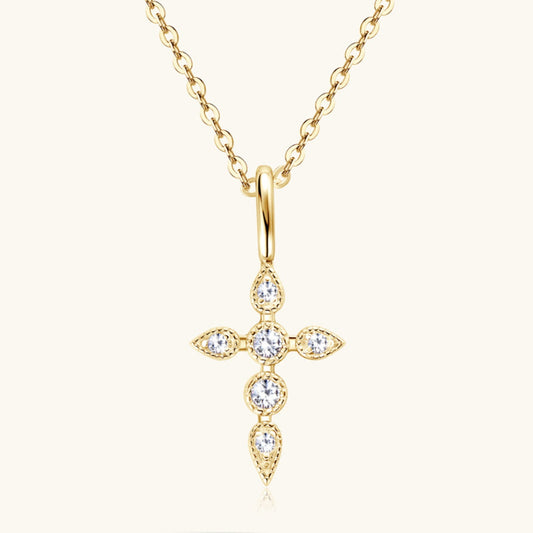 925 Sterling Silver Moissanite Cross Pendant Necklace himalipasal