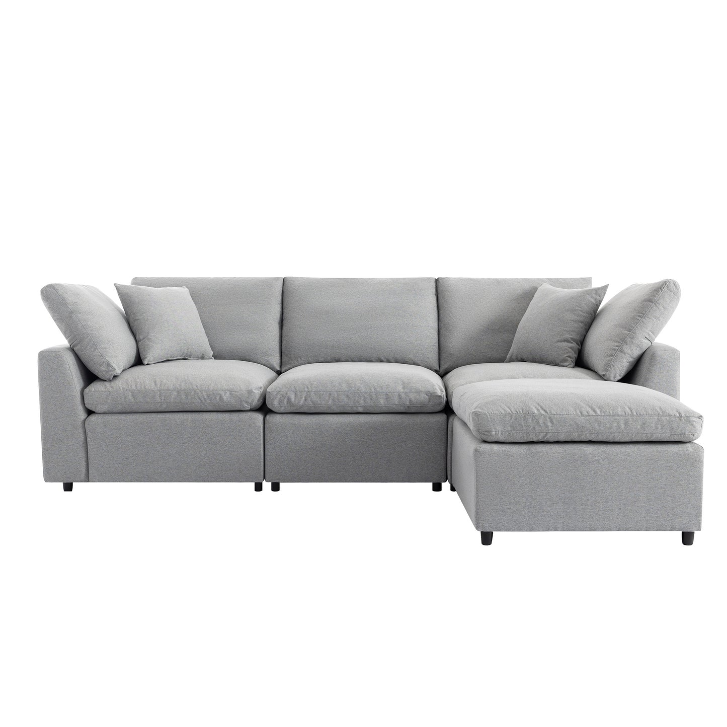 [ Video Provided]U_STYLE Down Filled Upholstery Convertible Sectional Sofa, L Shaped Couch with Reversible Chaise