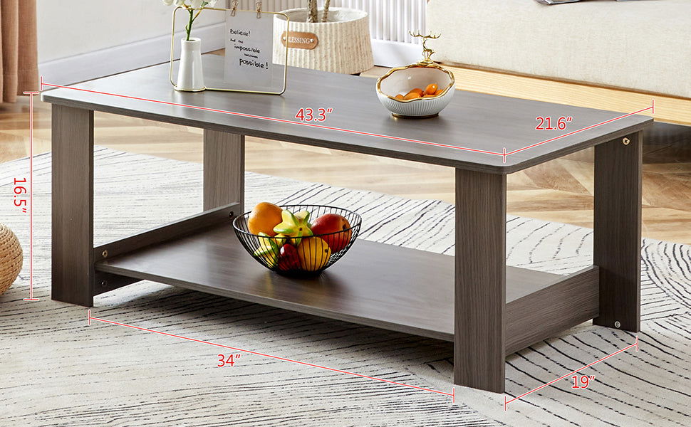 A modern and practical gray textured coffee table,tea table.Double layered coffee table made of MDF material,. Suitable for living room,bedroom and study room. 43.3"*21.6"*16.5" CT-16 himalipasal