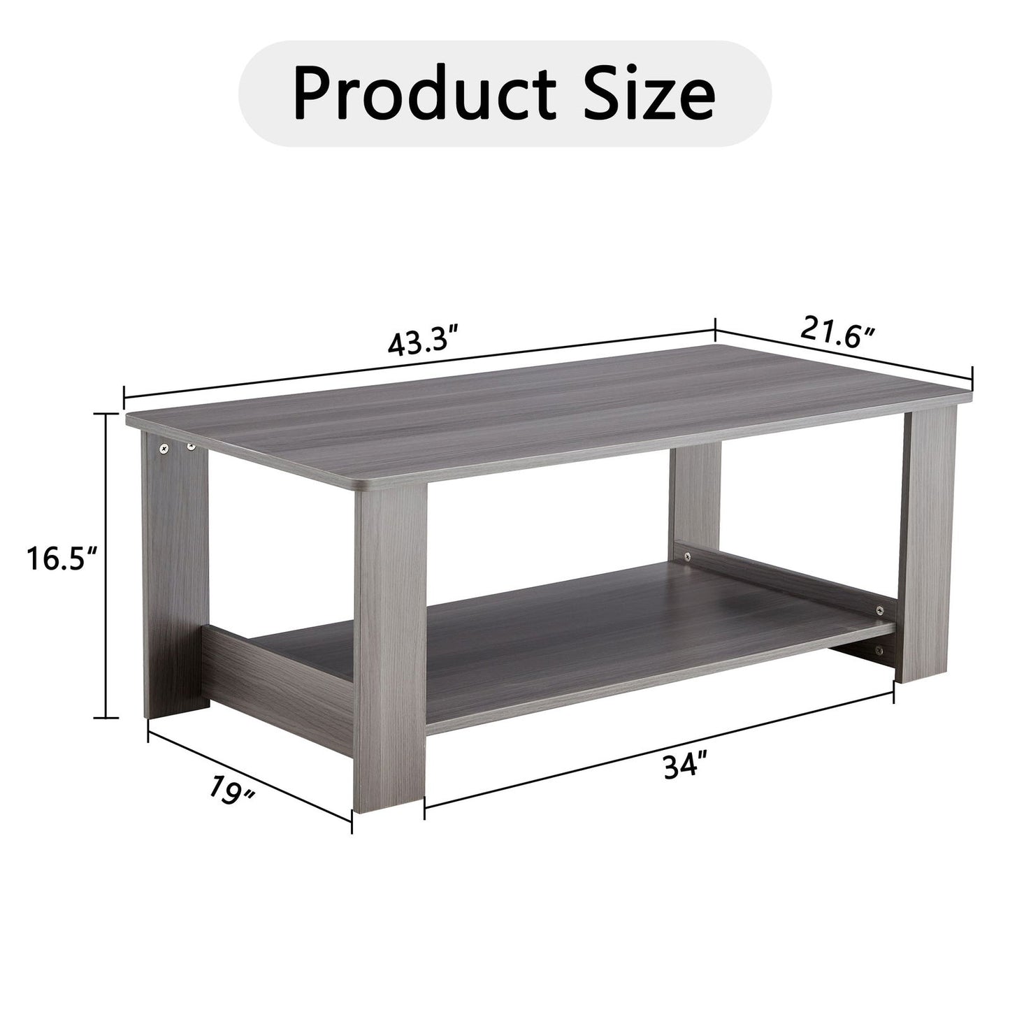 A modern and practical gray textured coffee table,tea table.Double layered coffee table made of MDF material,. Suitable for living room,bedroom and study room. 43.3"*21.6"*16.5" CT-16 himalipasal