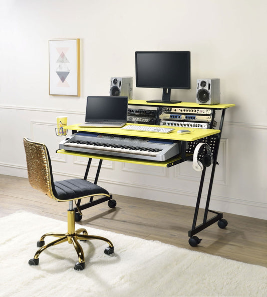 ACME Suitor Computer Desk, Yellow & Black 92904 himalipasal