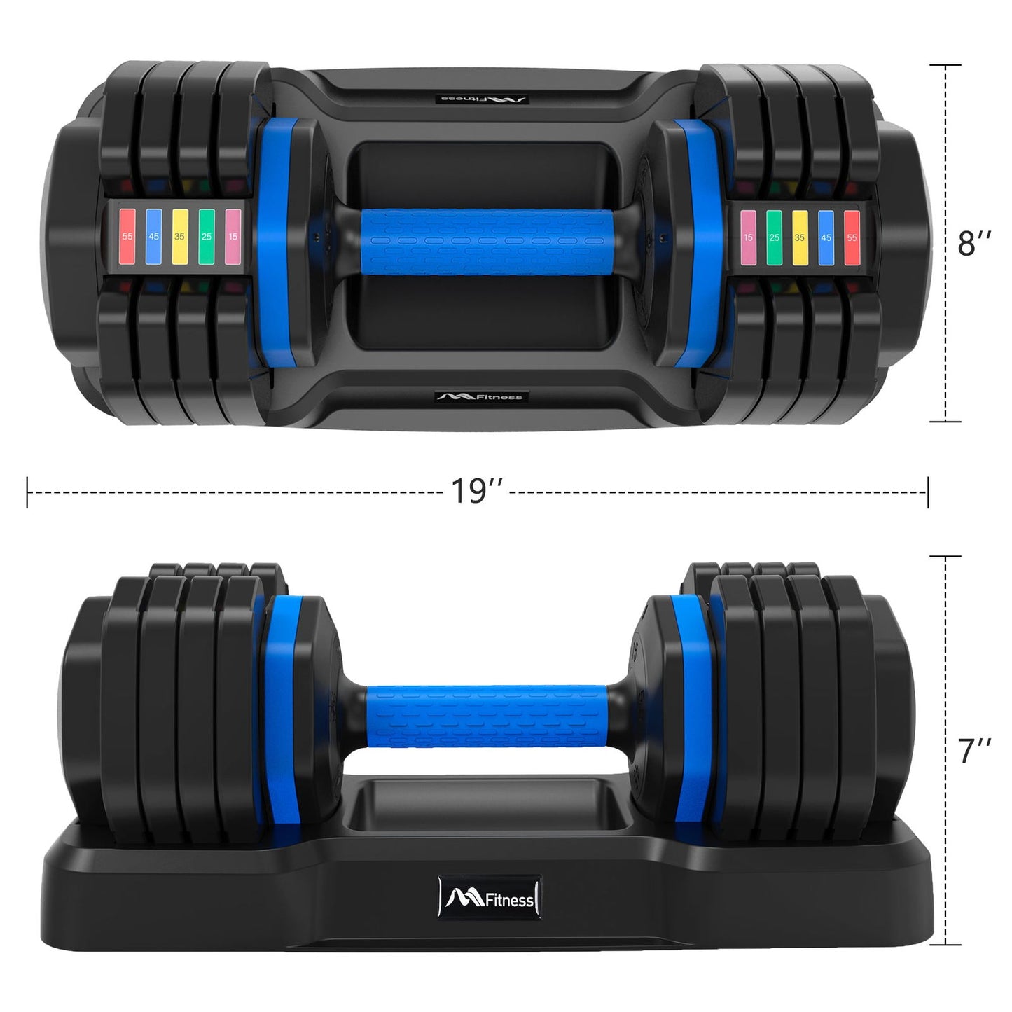 Adjustable Dumbbell - 55lb Single Dumbbell with Anti-Slip Handle, Fast Adjust Weight by Turning Handle with Tray, Exercise Fitness Dumbbell Suitable for Full Body Workout himalipasal