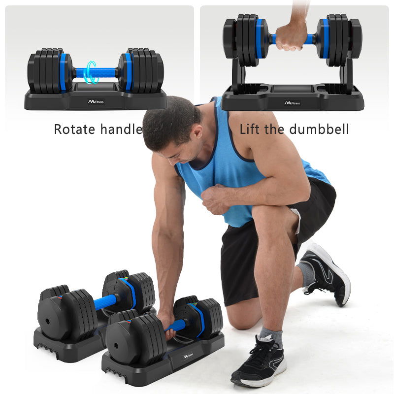 Adjustable Dumbbell - 55lb Single Dumbbell with Anti-Slip Handle, Fast Adjust Weight by Turning Handle with Tray, Exercise Fitness Dumbbell Suitable for Full Body Workout himalipasal