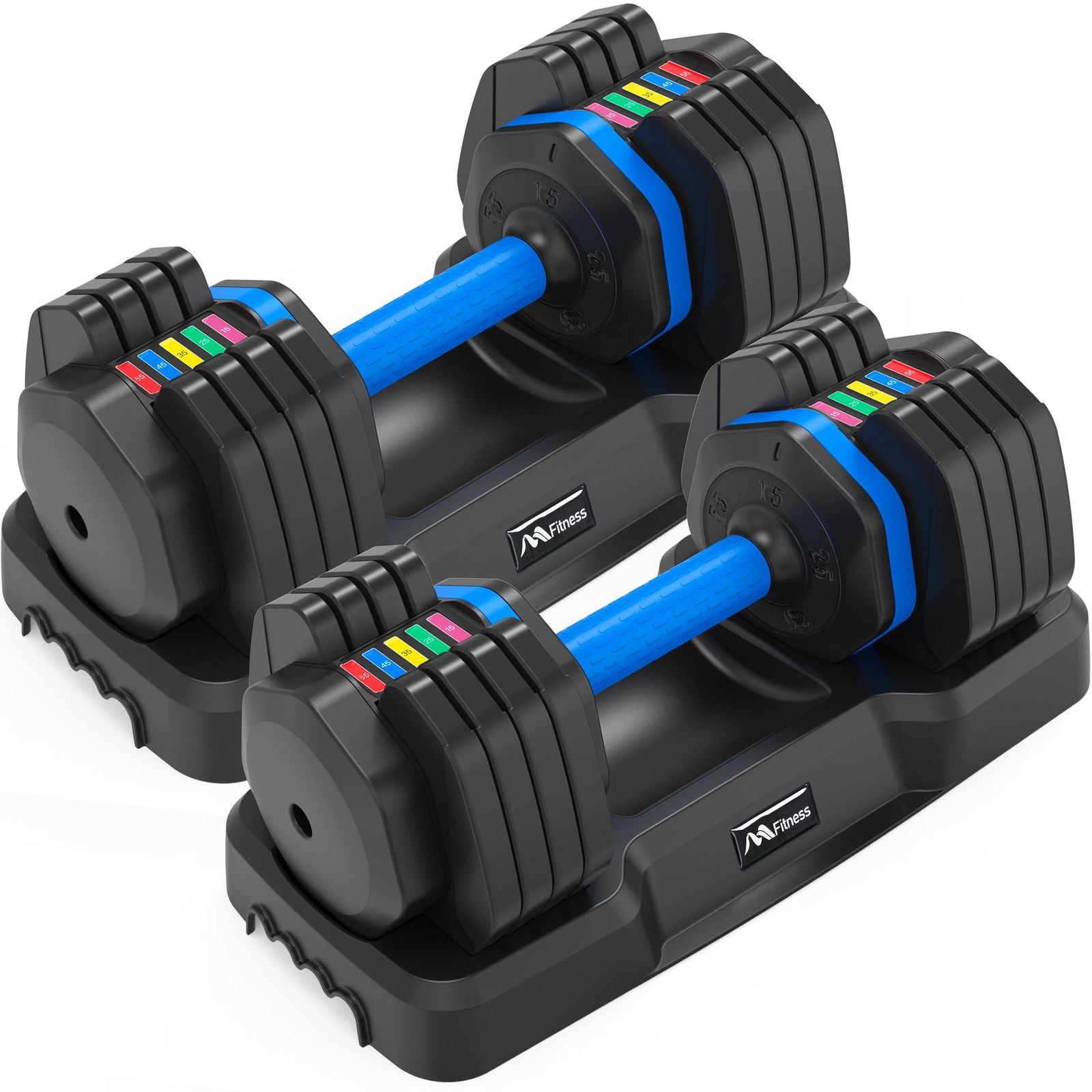 Adjustable Dumbbell - 55lb x2 Dumbbell Set of 2 with Anti-Slip Handle, Fast Adjust Weight by Turning Handle with Tray, Exercise Fitness Dumbbell Suitable for Full Body Workout himalipasal