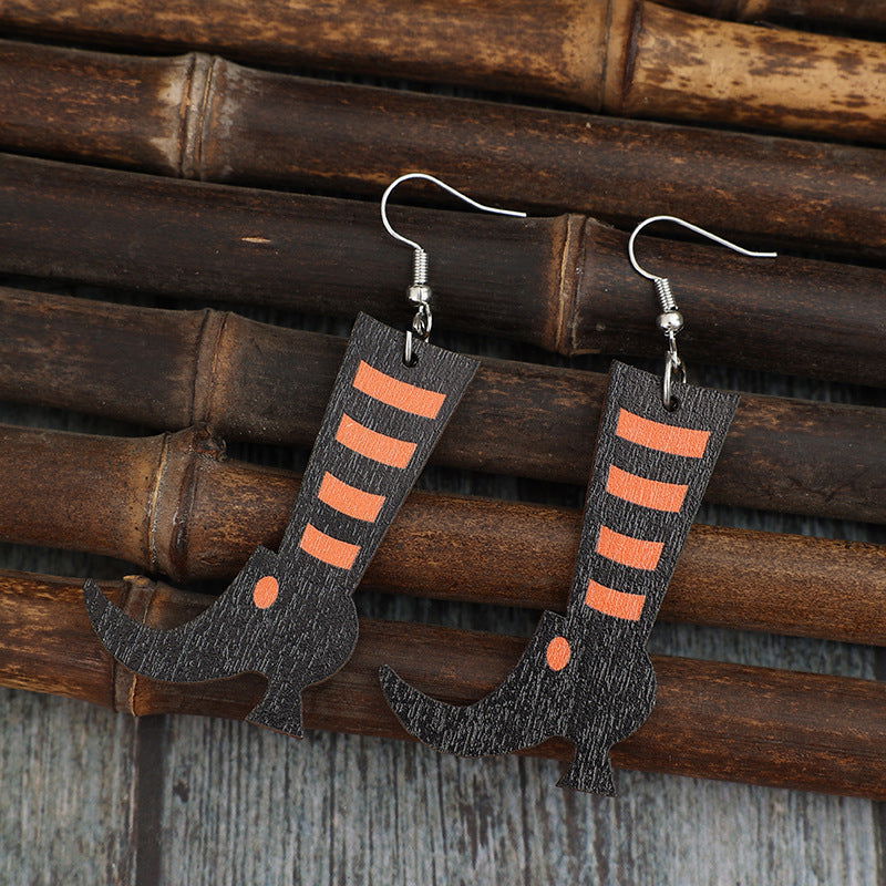 Alloy Wooden Boots Earrings himalipasal