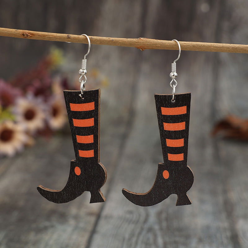 Alloy Wooden Boots Earrings himalipasal