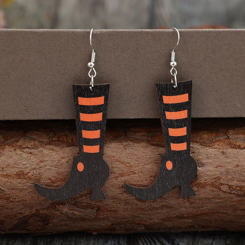 Alloy Wooden Boots Earrings himalipasal