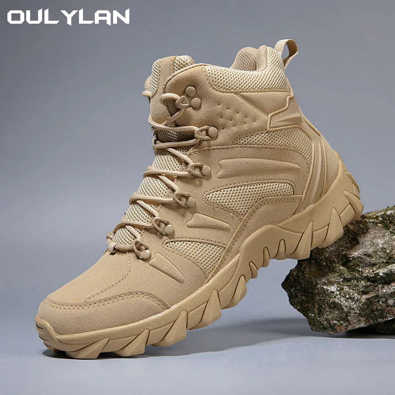 Army Men's Training Boots Outdoor Camping Mountaineering Shoes Desert Combat Men Military Tactical Boots Four Seasons Universal himalipasal