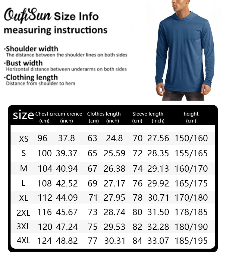 BIGGOOT Men's Sun Protection Hooded T-Shirt UPF 50+ Long Sleeve Quick Dry Breathable Mountaineering Fishing Clothing UV Protect himalipasal