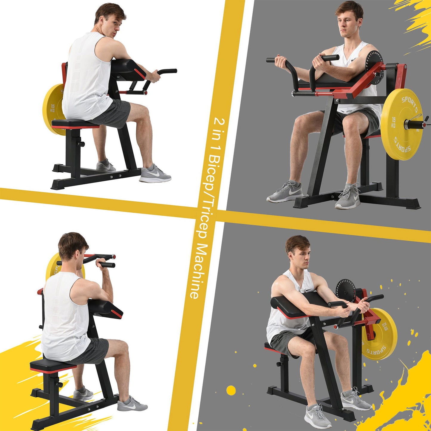 Bicep Tricep Curl Machine with Adjustable Seat, Bicep Curls and Tricep Extension Machine Home Gym himalipasal